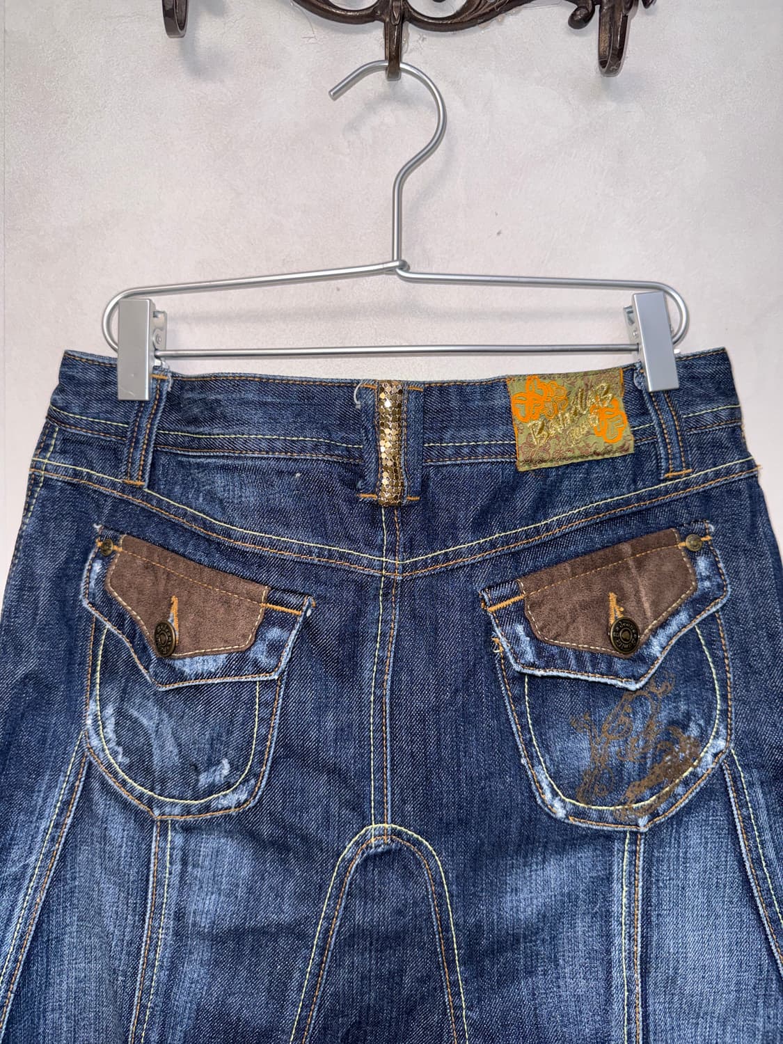 BanilaB denim western stitch pleats sk 상품이미지4
