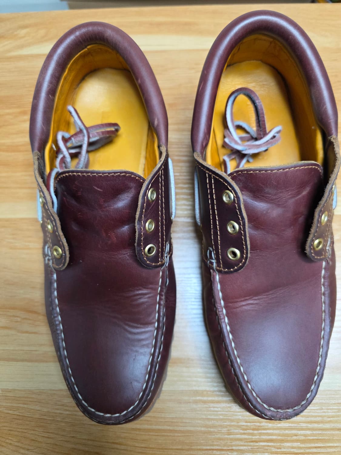 팀버랜드 3아이 보트슈즈 버건디 280사이즈 판매 상품이미지1