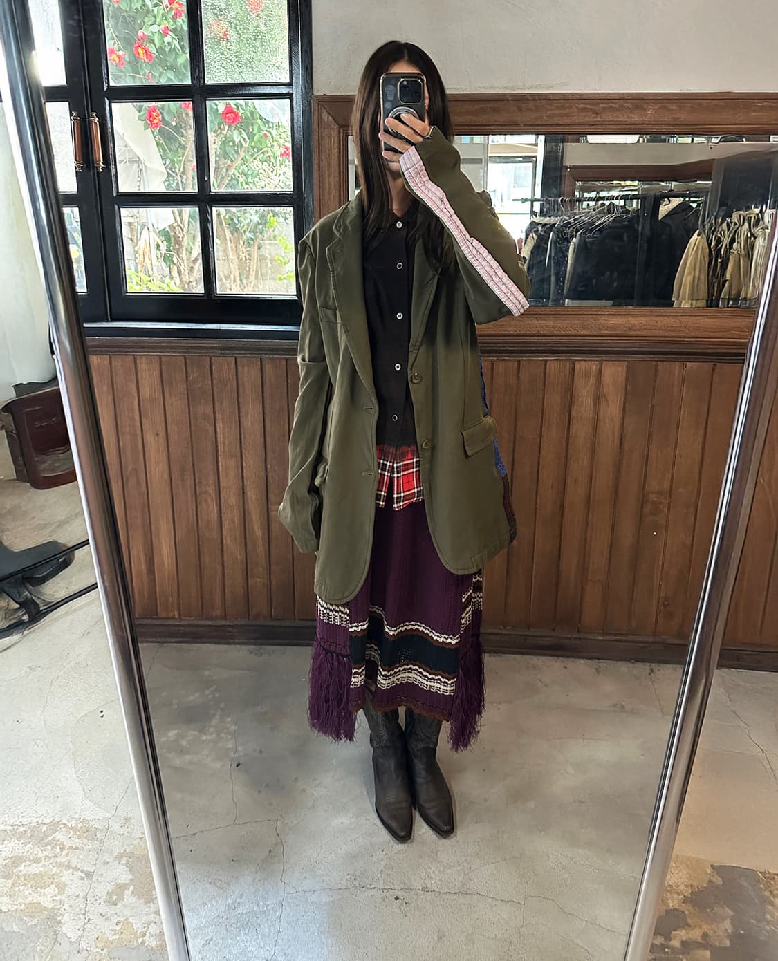 LENZ plum fringe knit skirt 상품이미지3