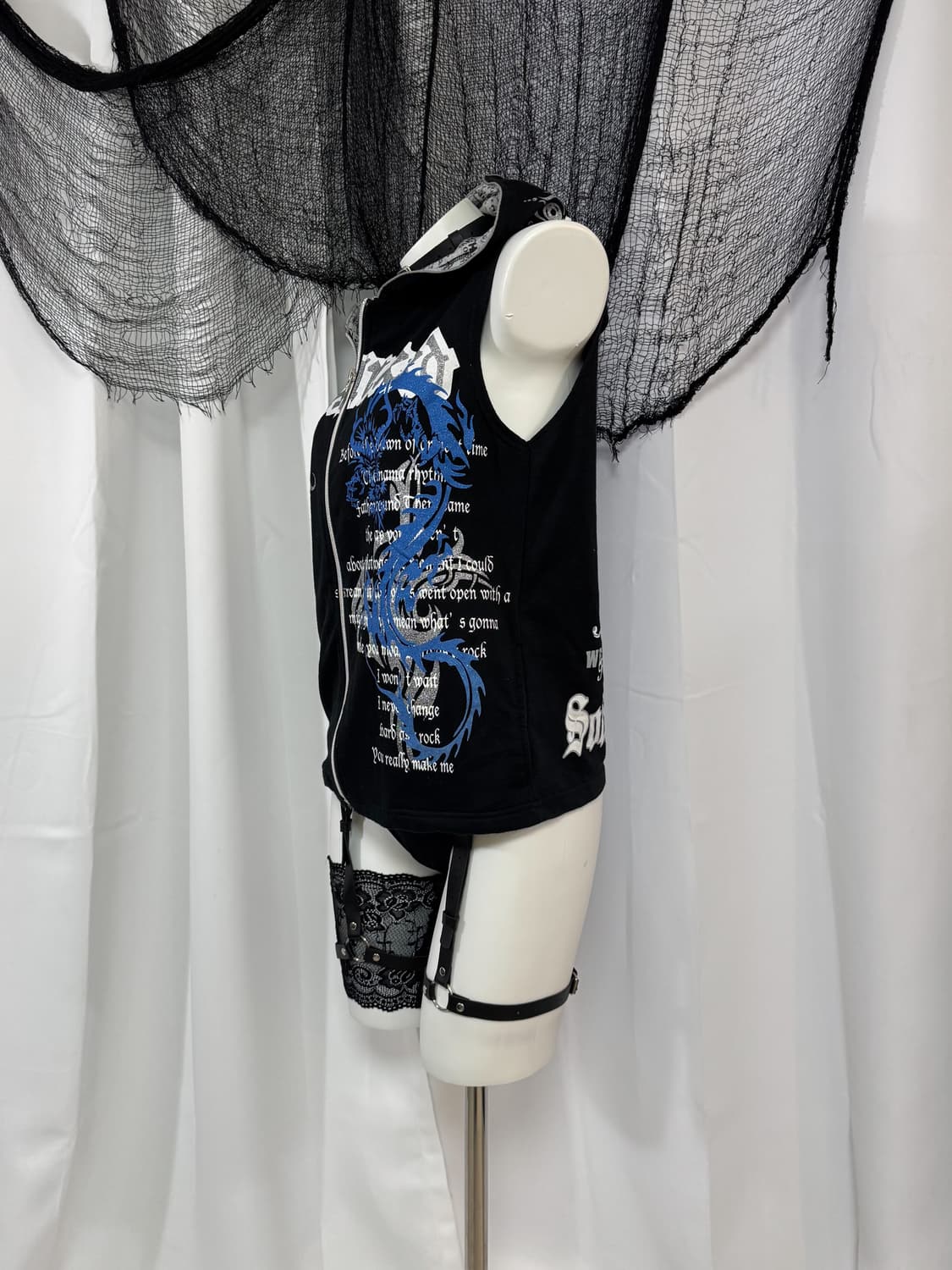 punk hood zip up vest 상품이미지3