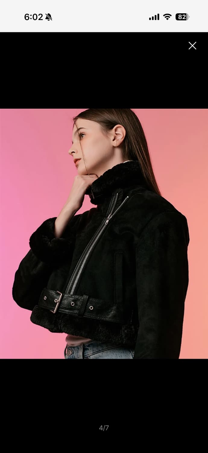 콜릿 크롭 밍크 스웨이드 무스탕 플리스 자켓 All_Bla 상품이미지1