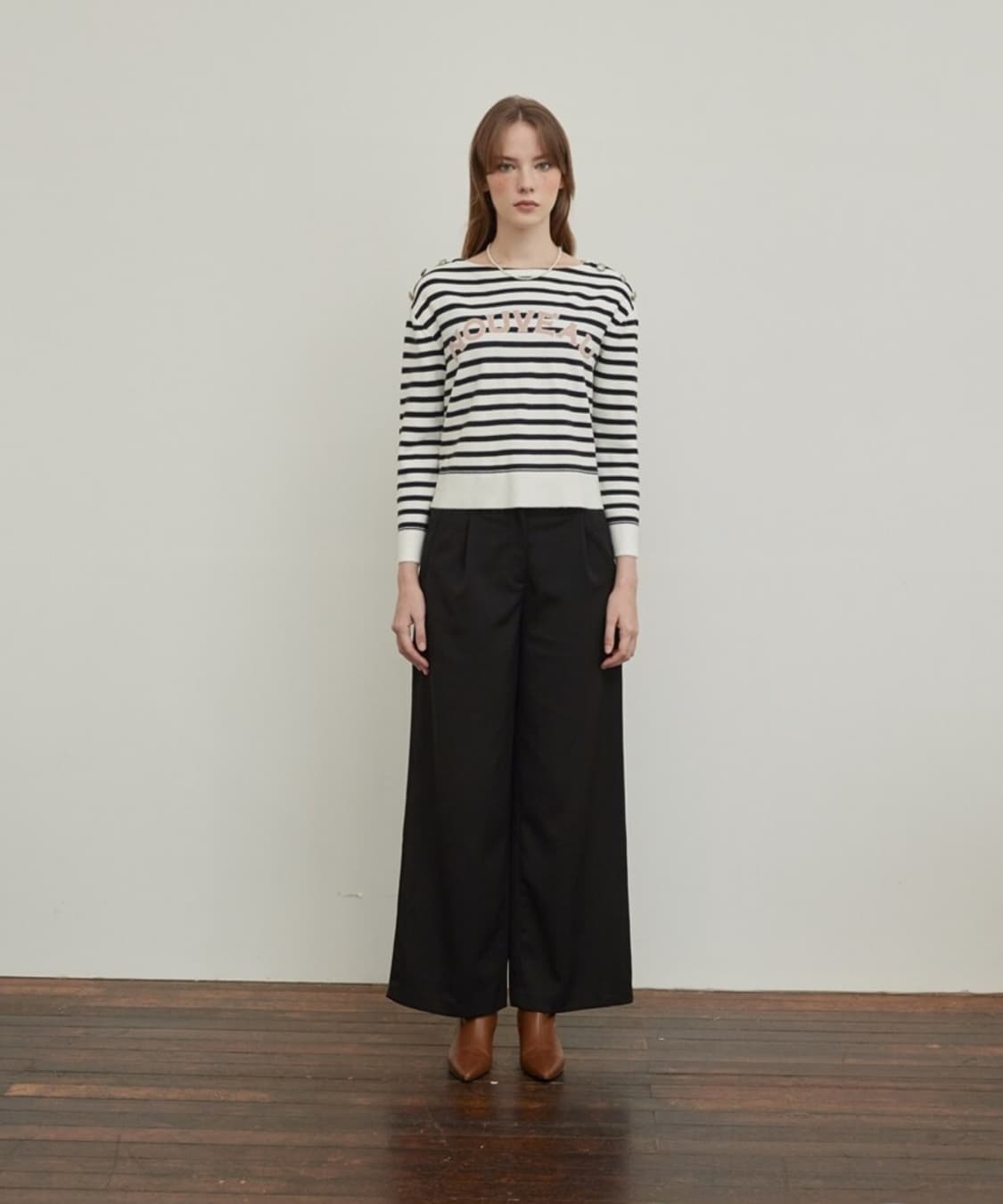 나이스클랍 스트라이프 자카드 니트 탑 프리사이즈 상품이미지1