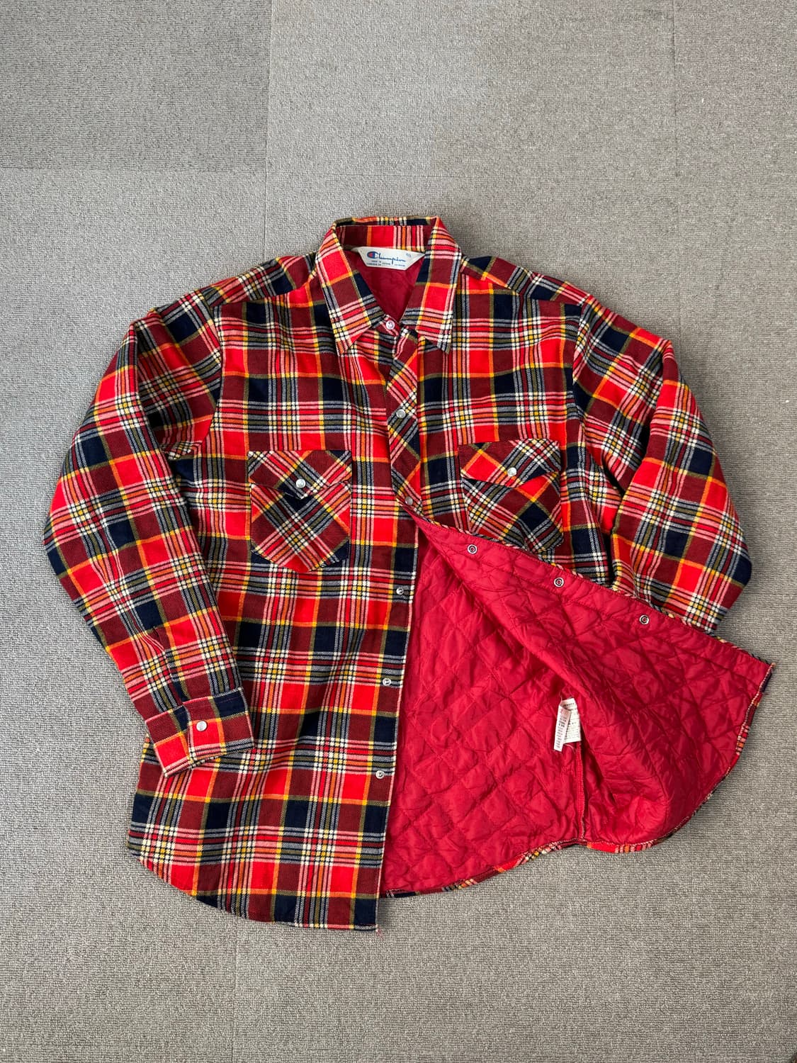 80s 빈티지 챔피온 누빔 셔츠 셔켓 상품이미지4