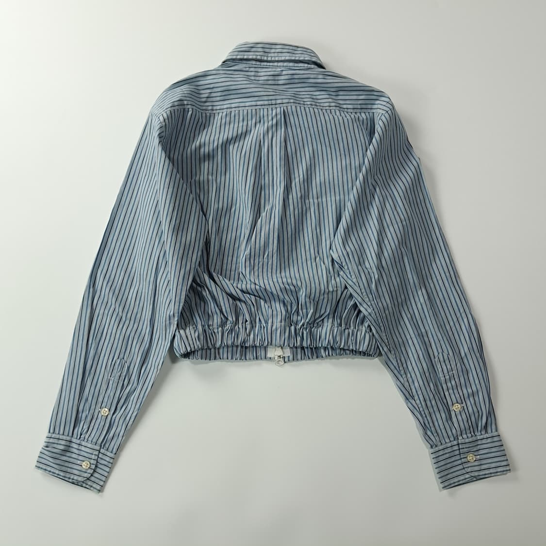 CK158 FREE 폴로 90s 블루 스트라이프 크롭 셔츠 상품이미지5