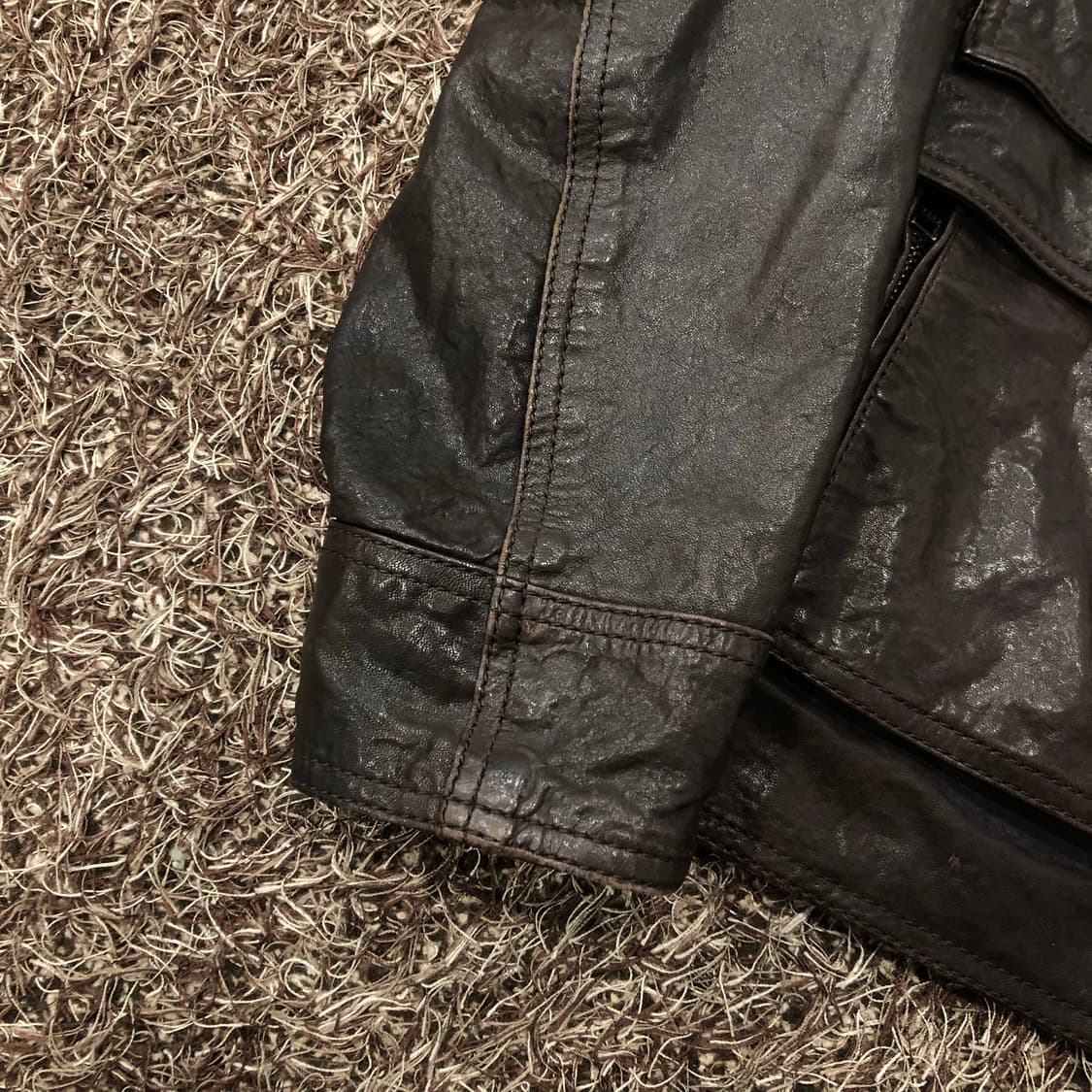 빈티지 양가죽 쿼드포켓 집업 레더 가죽 자켓 상품이미지3