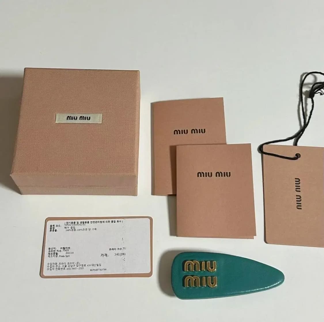 미우미우 miumiu 나파레더 헤어클립 헤어핀 상품이미지2