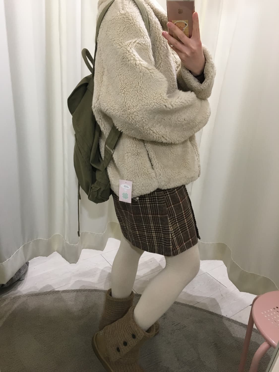 오버핏 뽀글이 퍼 카라 자켓 점퍼 상품이미지3