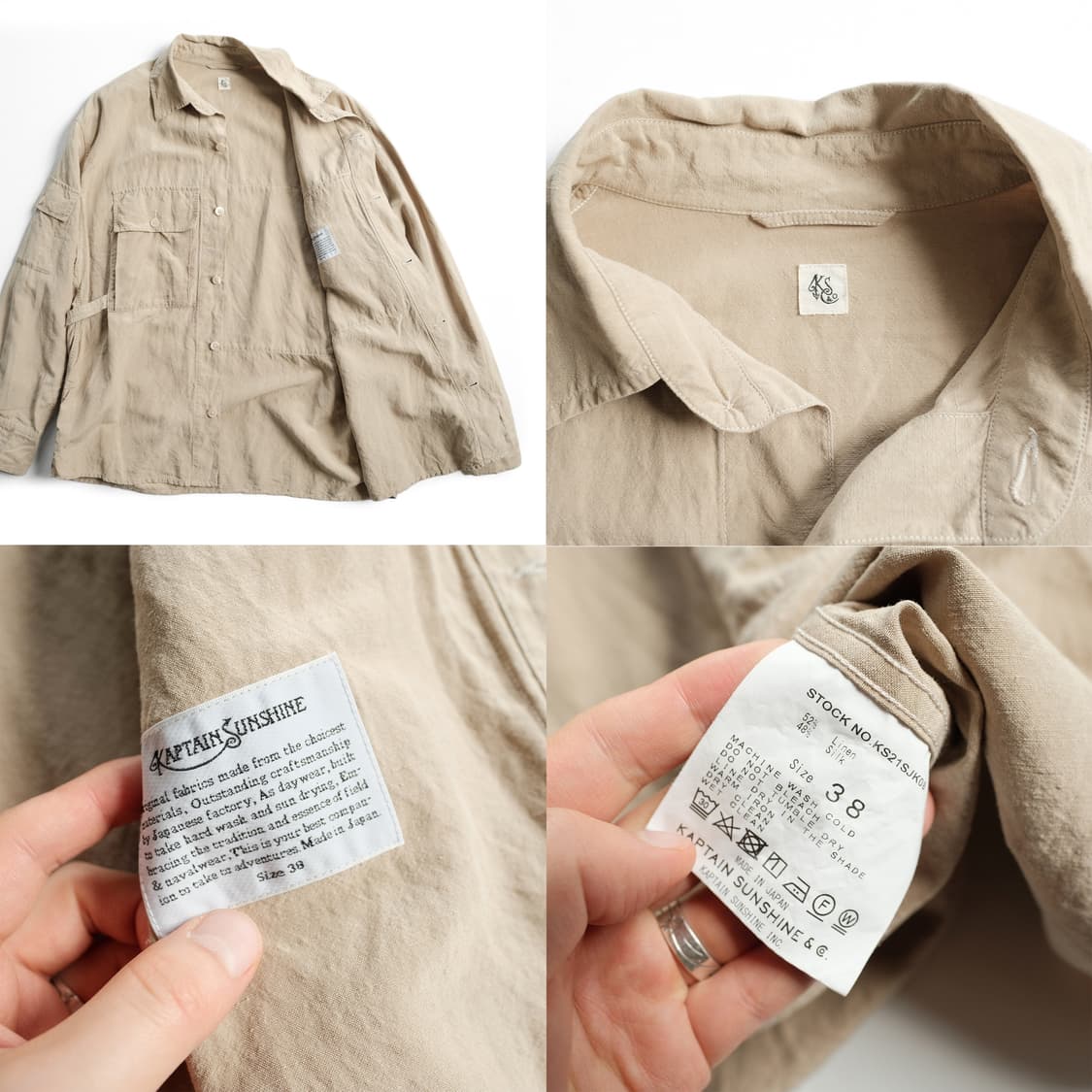 캡틴선샤인 21SS 실크 린넨 필드 셔츠 자켓 38(100-105)사이즈 상품이미지9