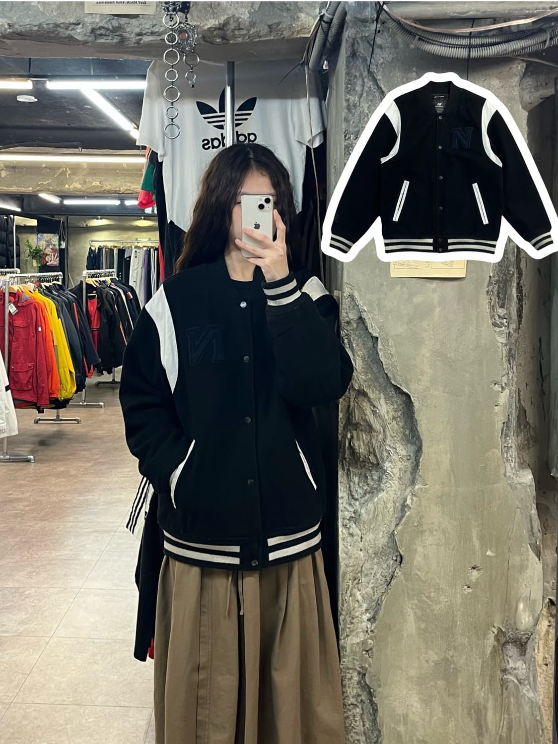 뉴발란스 울 바시티자켓 블랙 95(M) #csz2140 상품이미지1