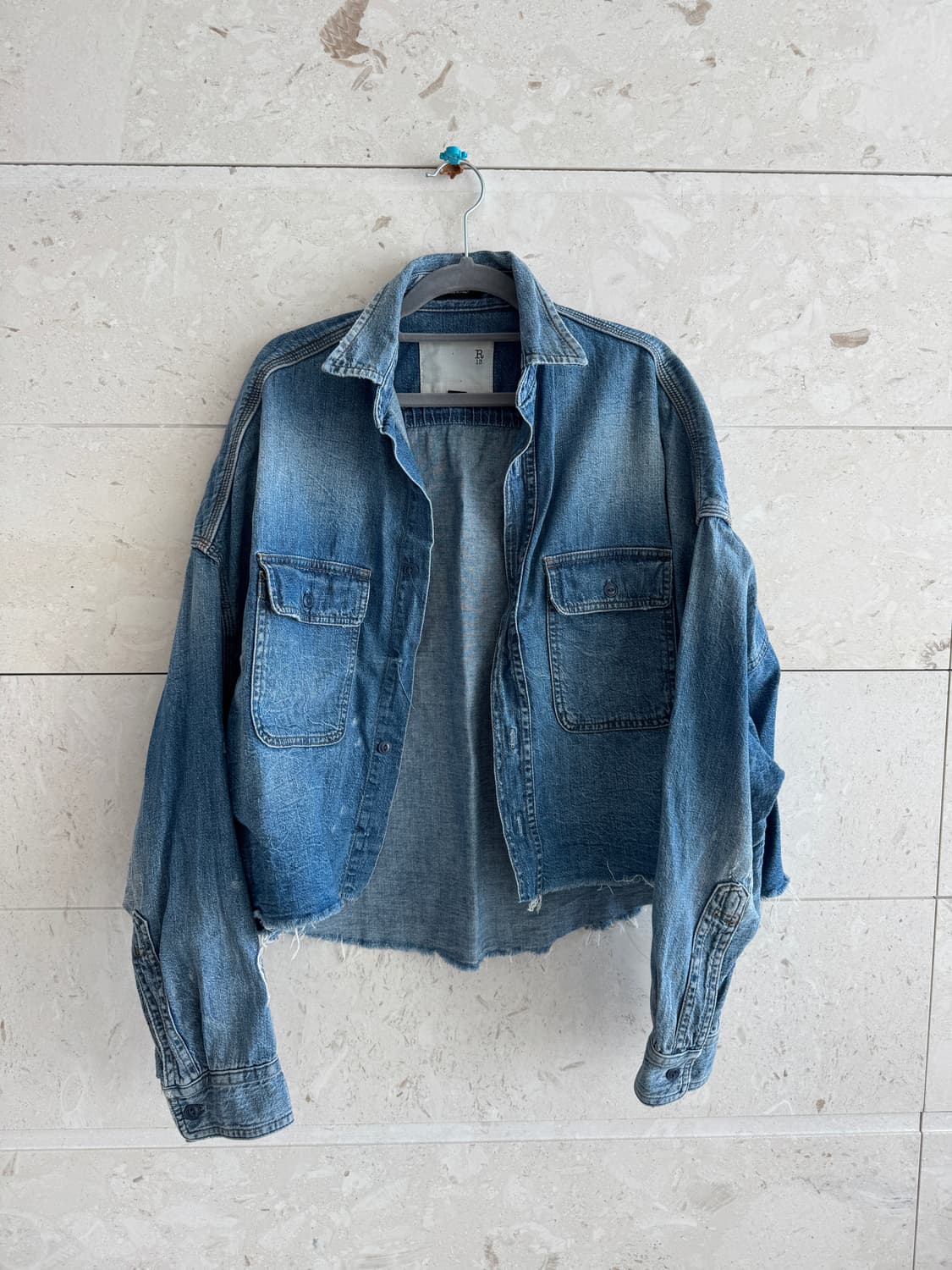 알써틴 R13 오버핏 크롭 데님 셔츠 S (남여공용) 상품이미지1