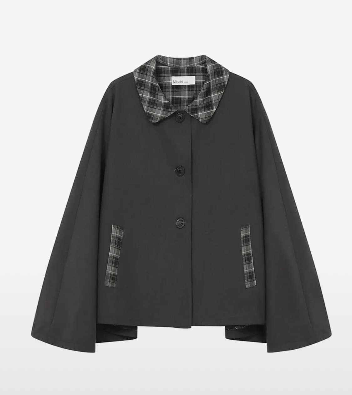 미세키서울 체크 케이프 자켓 차콜 Check cape jacket  상품이미지1