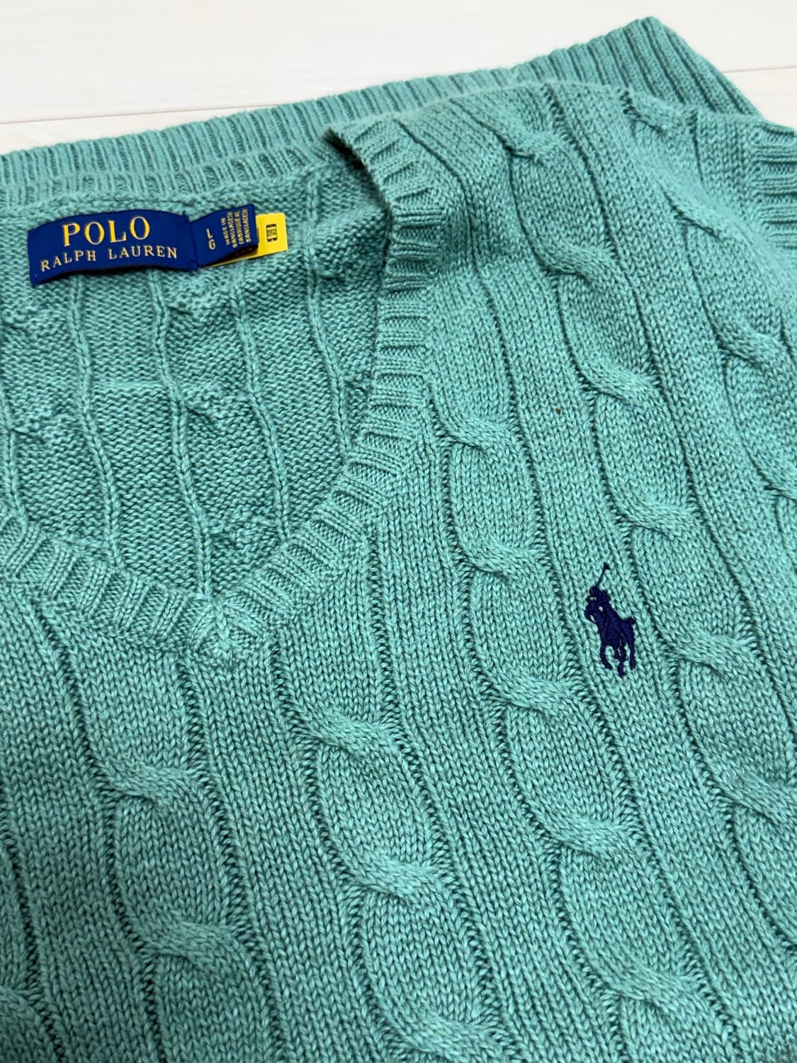 폴로 랄프로렌 케이블 니트조끼 L (민트) 상품이미지2