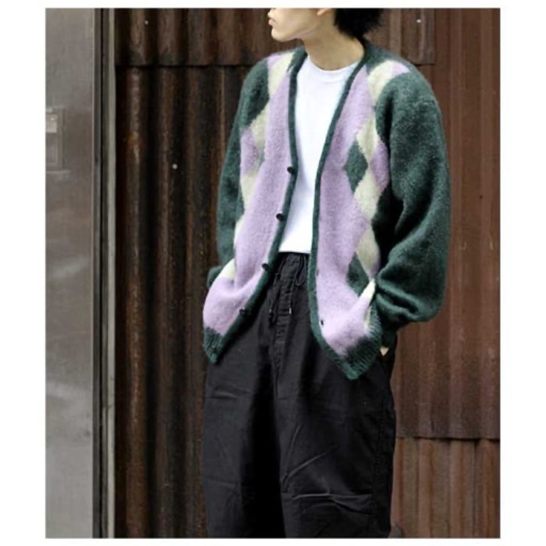 니들즈 아가일 가디건 그린 xl 상품이미지1