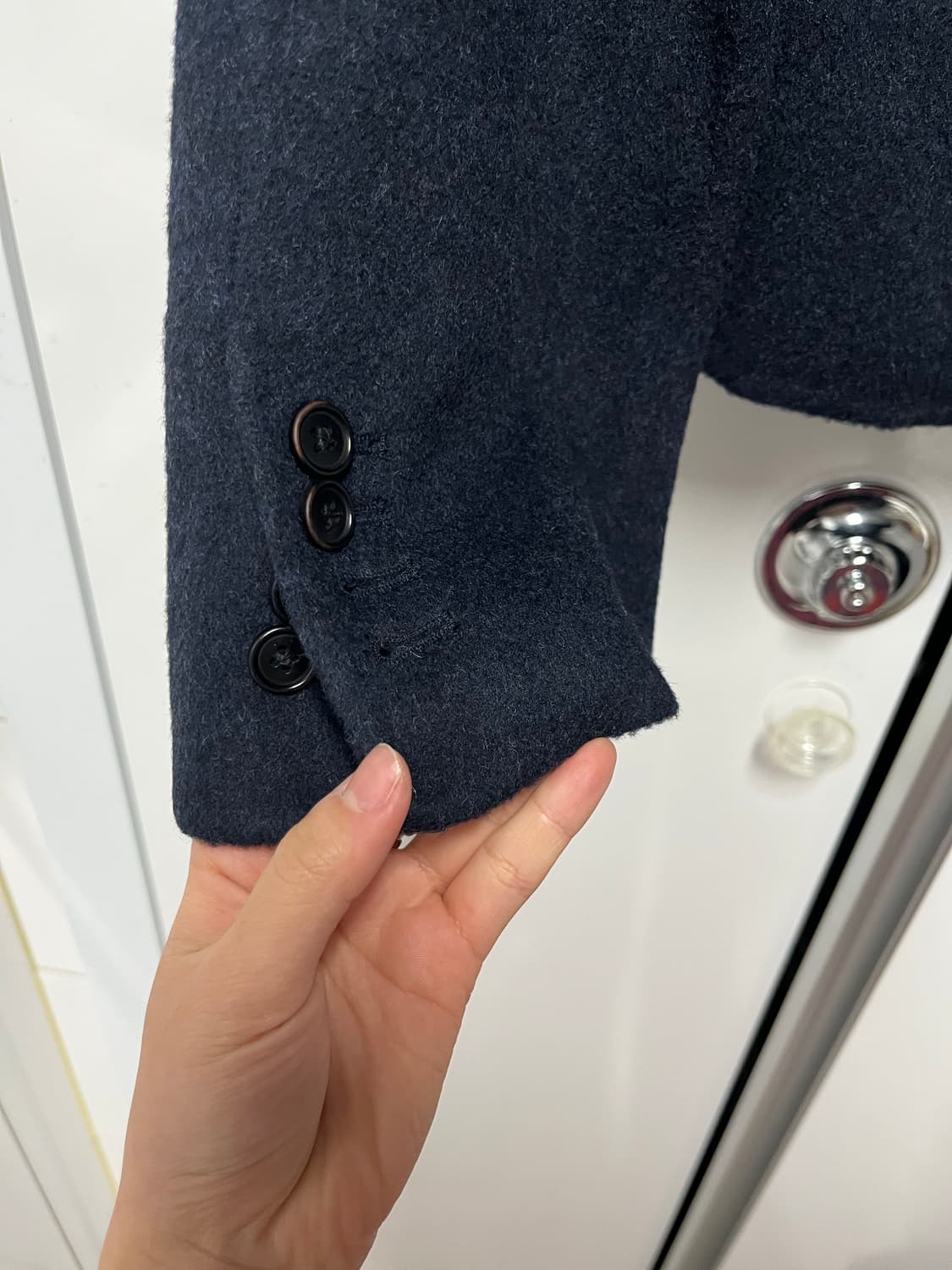 네이비 쓰리버튼 울 자켓 상품이미지3