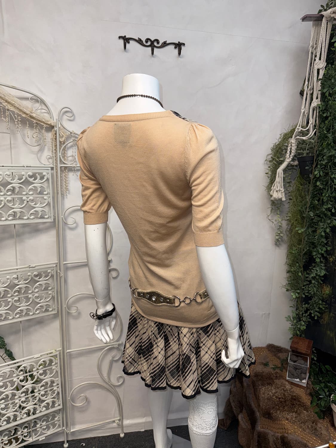 O’2nd beige check ribbon point half knit 상품이미지7