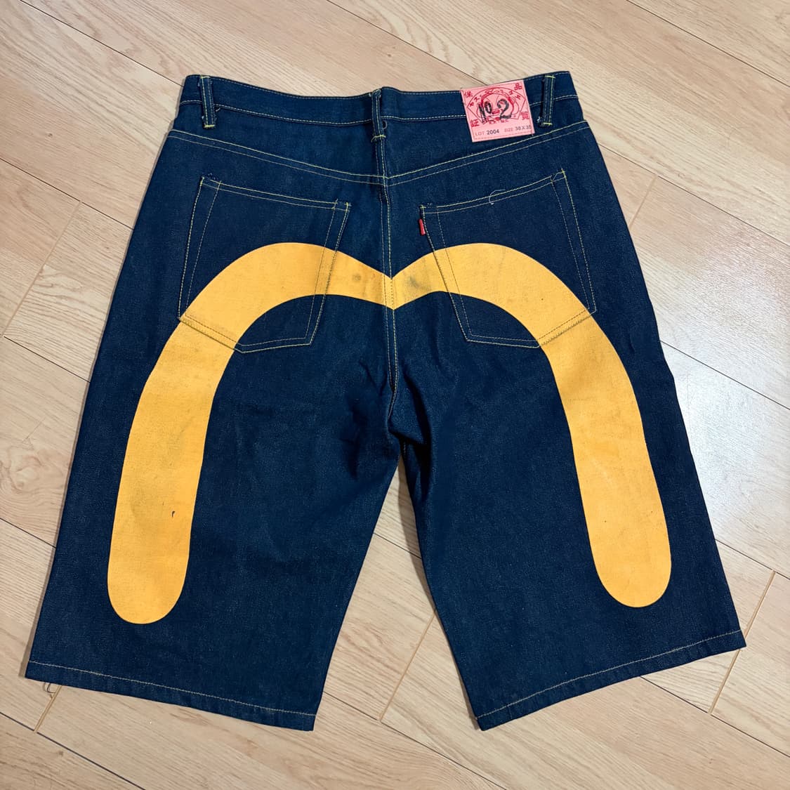 에비수 옐로우페인트 셀비지 생지 데님 38사이즈 상품이미지1