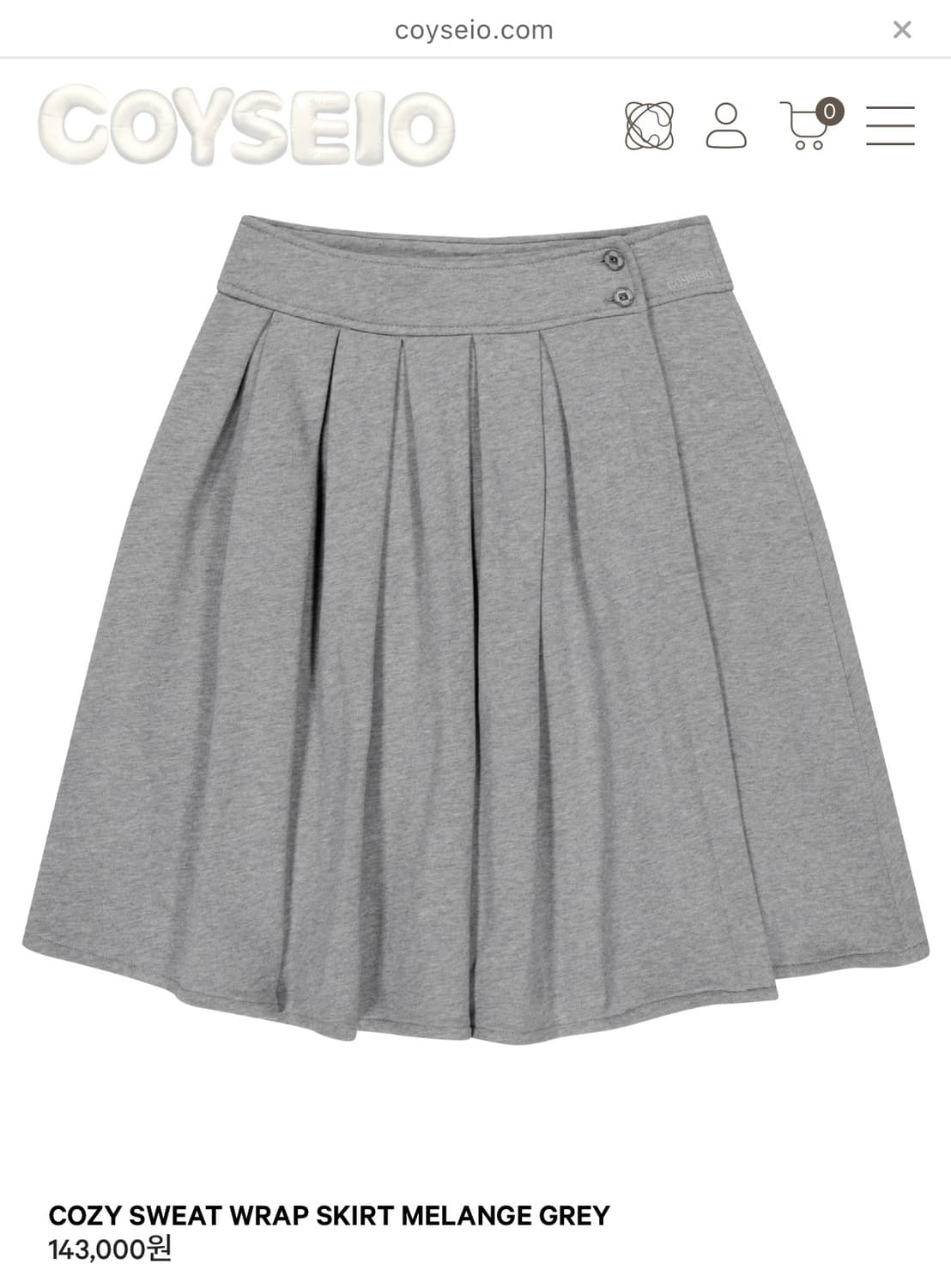코이세이오 COZY SWEAT WRAP SKIRT MELANGE GREY 상품이미지1