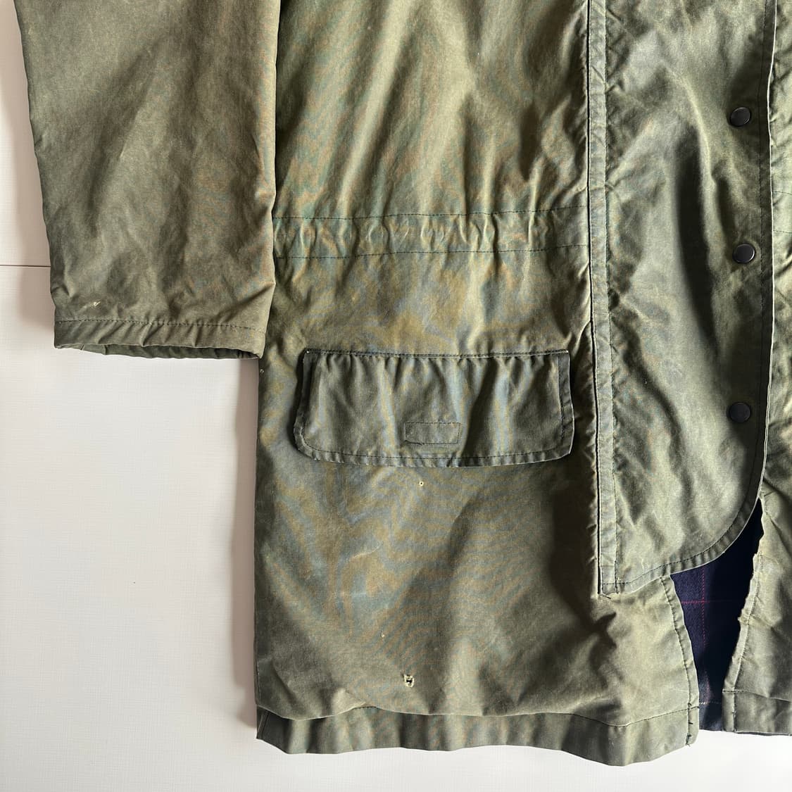 90s 폴로 스포츠맨 왁스 자켓 USA MADE 블랙와치 안감 탈론 상품이미지3