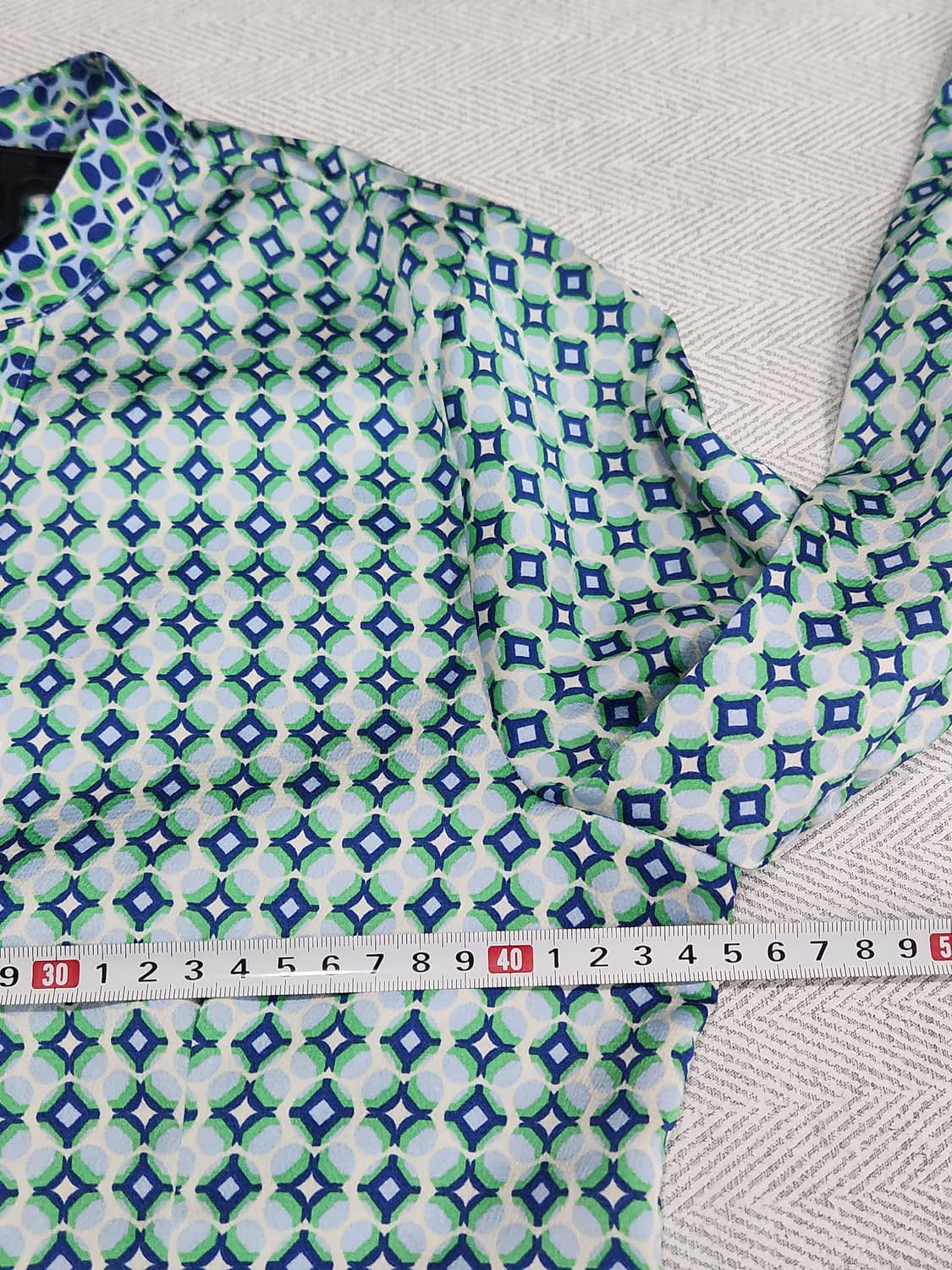 [S] 새상품 자라 ZARA 패턴 블라우스 셔츠 S 블루그린 상품이미지8