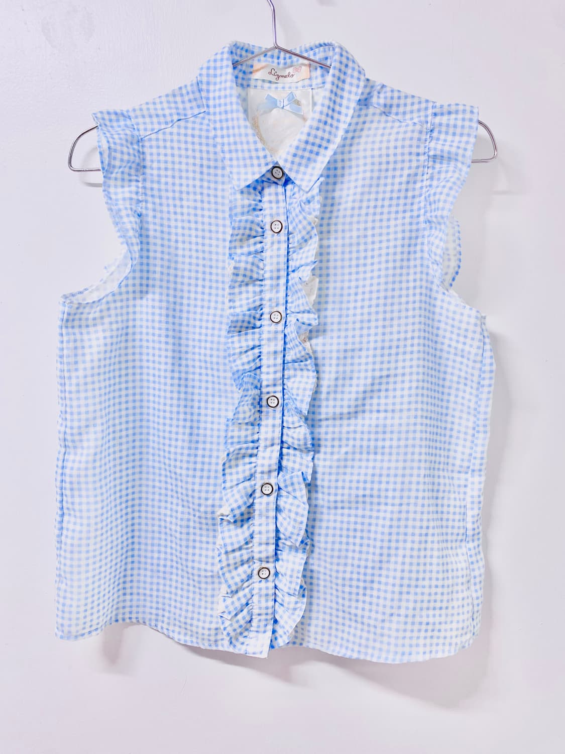 Liz Melo 리즈멜로 블루 체크 민소매 블라우스 히메갸루 상품이미지1
