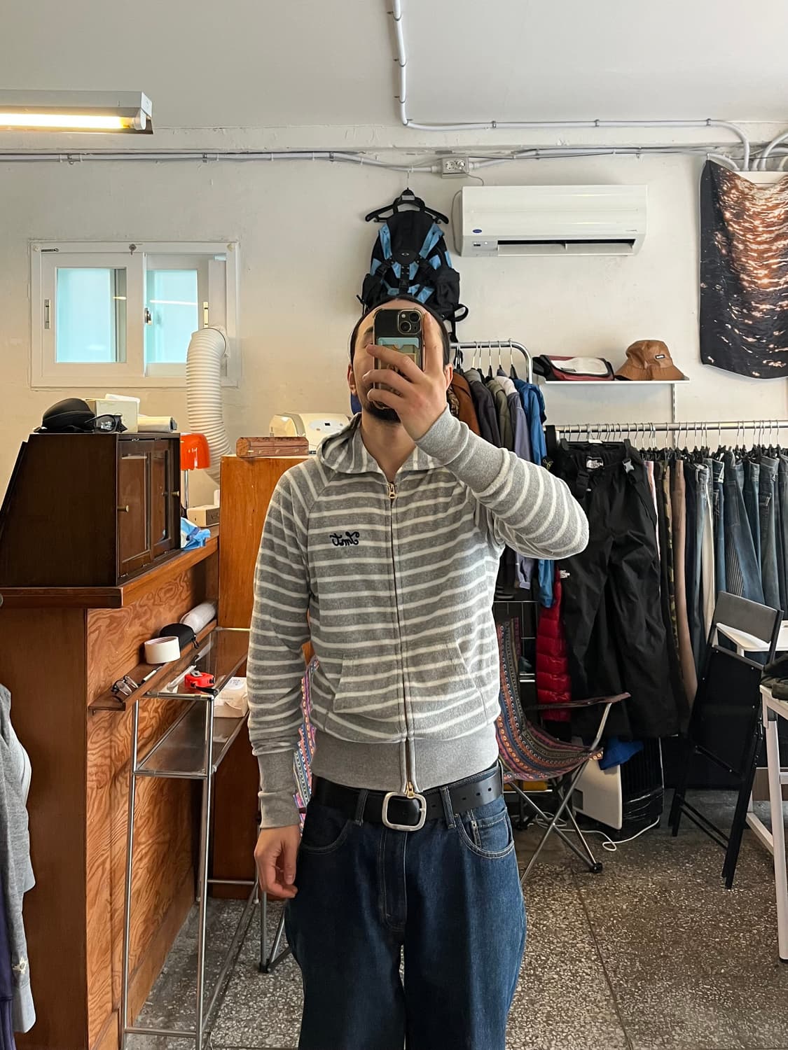 Tmt 그레이 보더 2way 후드집업 상품이미지2