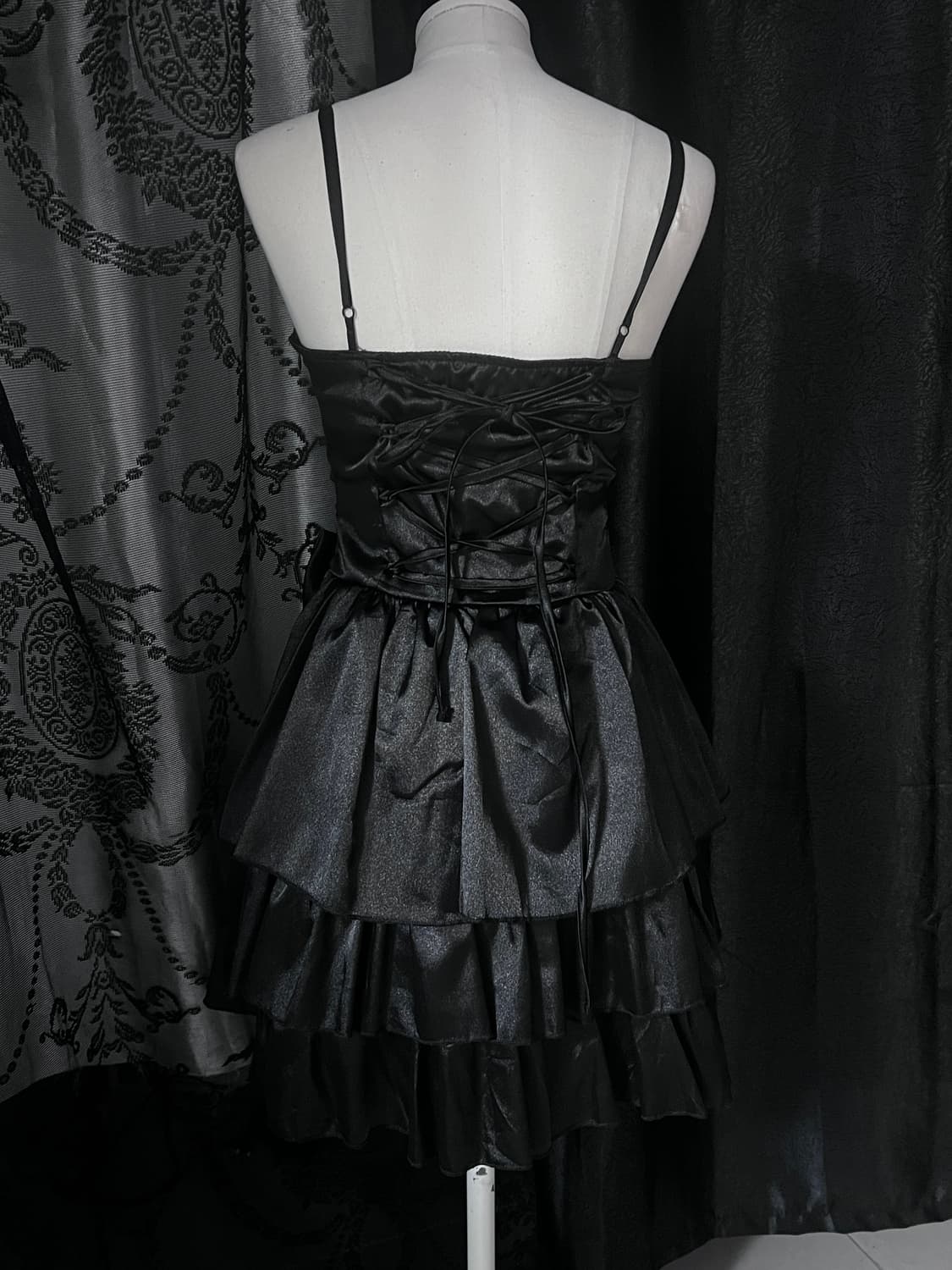 Black Satin Ribbon Cancan Party Dress 상품이미지4