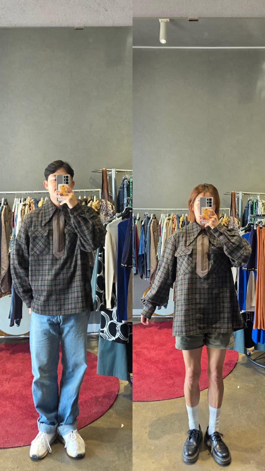 캐피탈 울 체크 랭글칼라 집업 상품이미지3