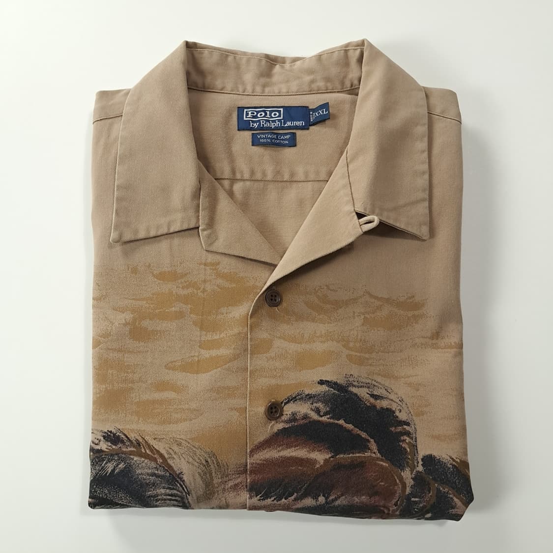 CK221 2XL 폴로 90s 빈티지캠프 브라운 하와이안 반팔 셔츠 남 상품이미지7