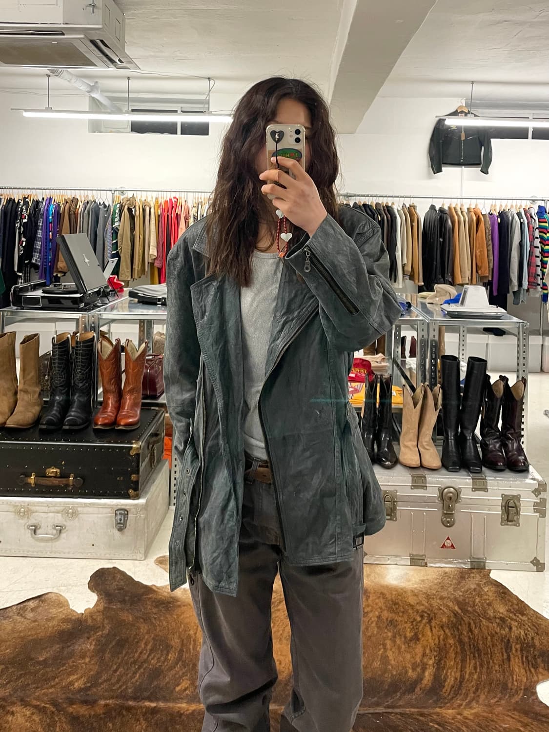 VTG leather western rider coat 가죽 라이더 코트 상품이미지1