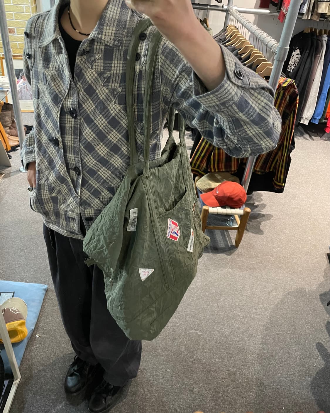 Wrinkle vintage patch tote bag 상품이미지10