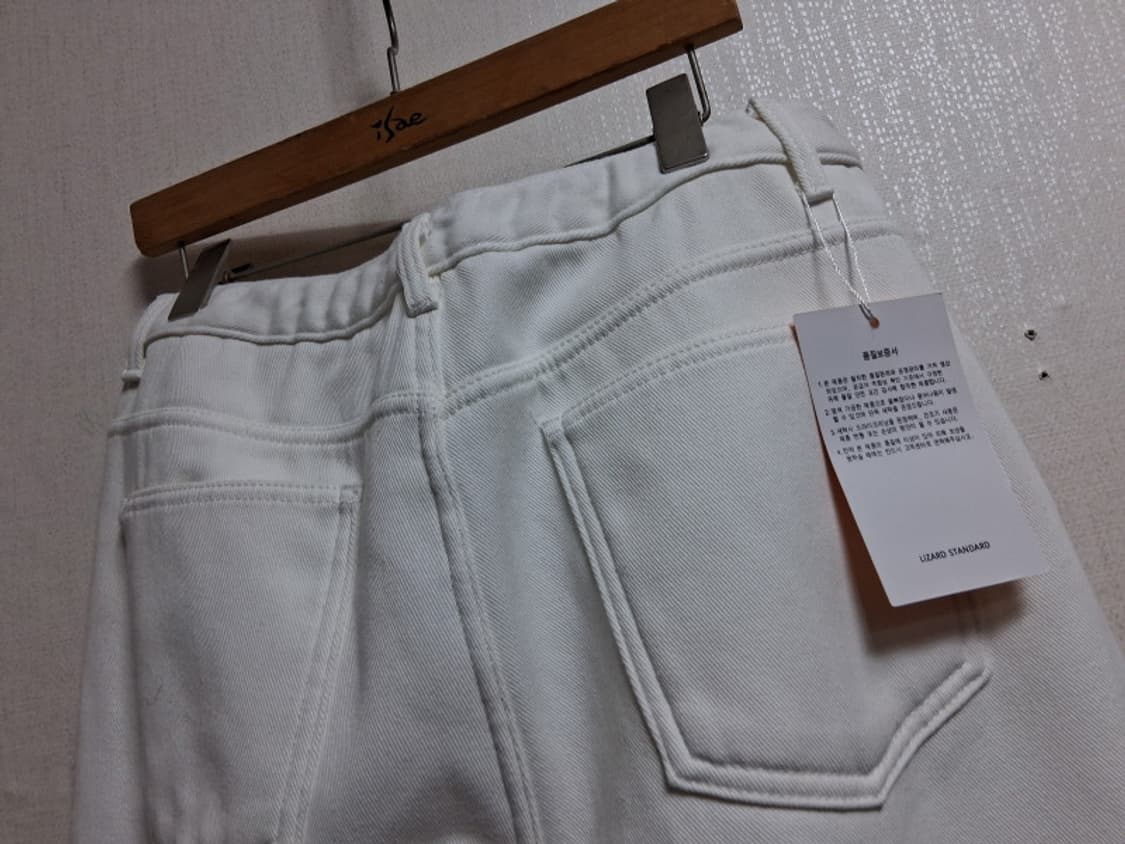 와이드 화이트 데님기모 팬츠 3단밑단 조절 미착용새옷상태 32에서34  상품이미지5