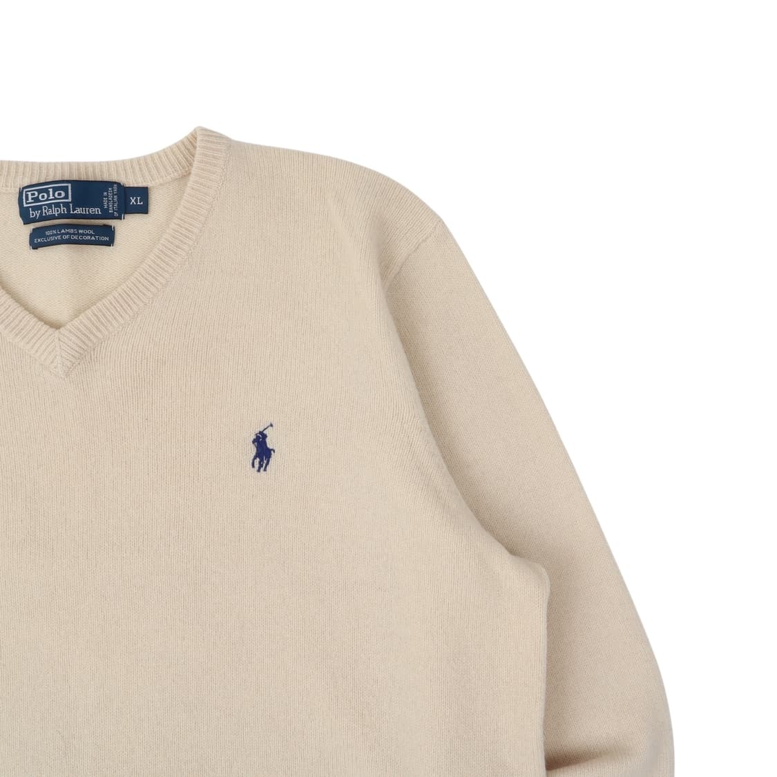 폴로 랄프로렌 아이보리 램스울 브이넥 니트 상품이미지3