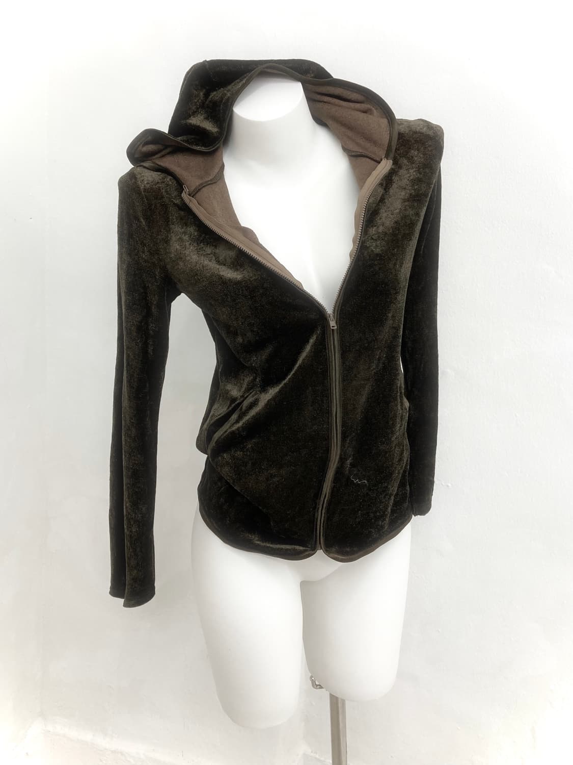 Khaki glitter hooded zip-up 상품이미지1