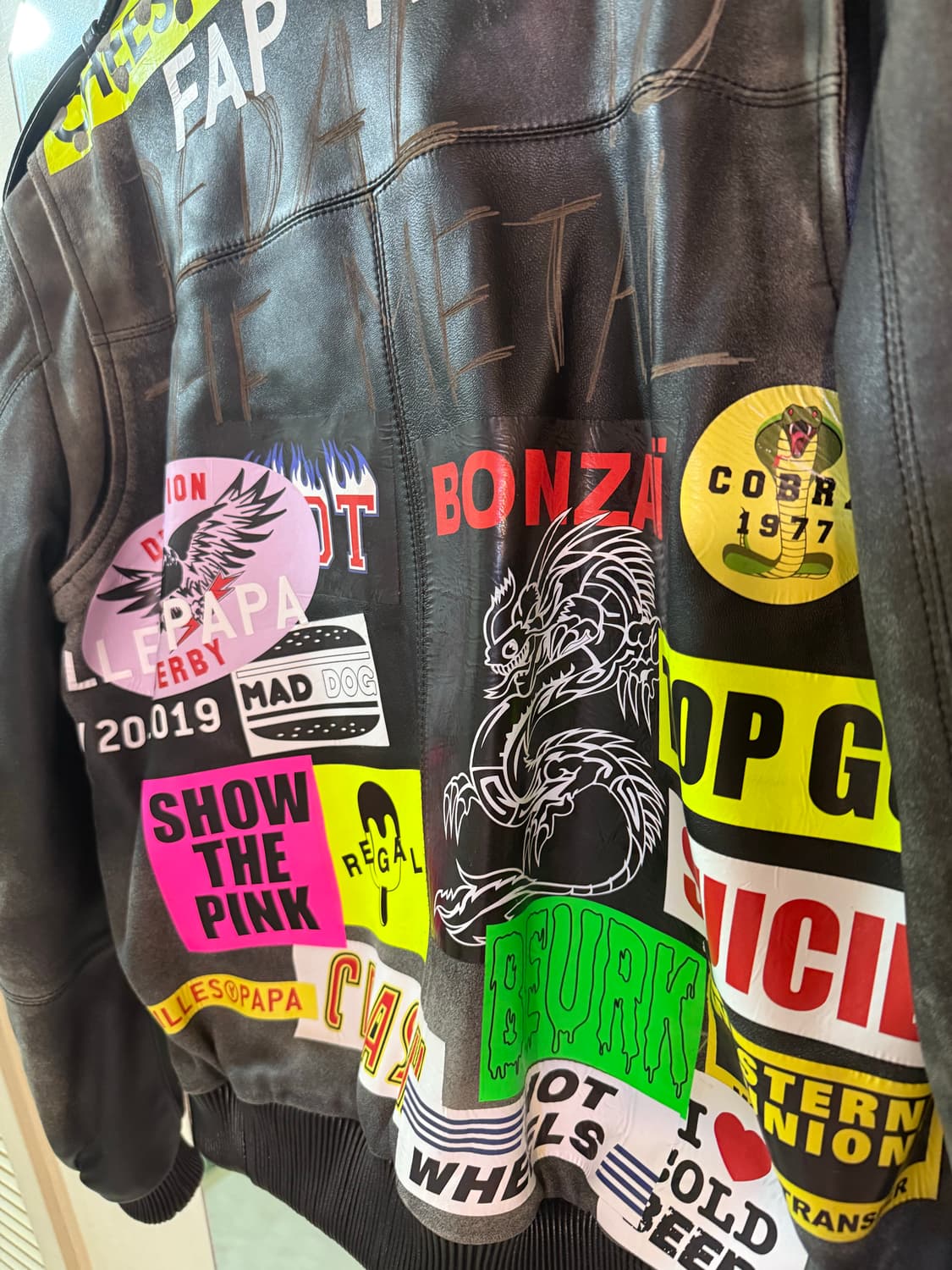 FILLES A PAPA 램스킨 패치워크 가죽 자켓  상품이미지5