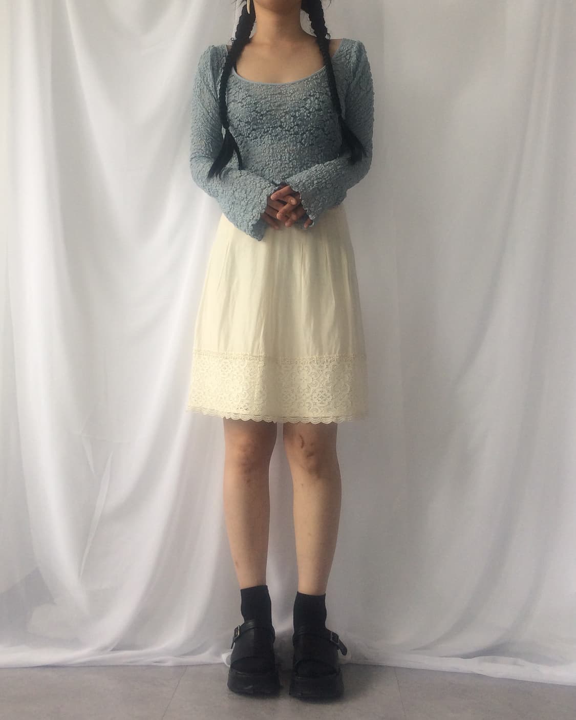 Flower pattern mesh sleeve 상품이미지6
