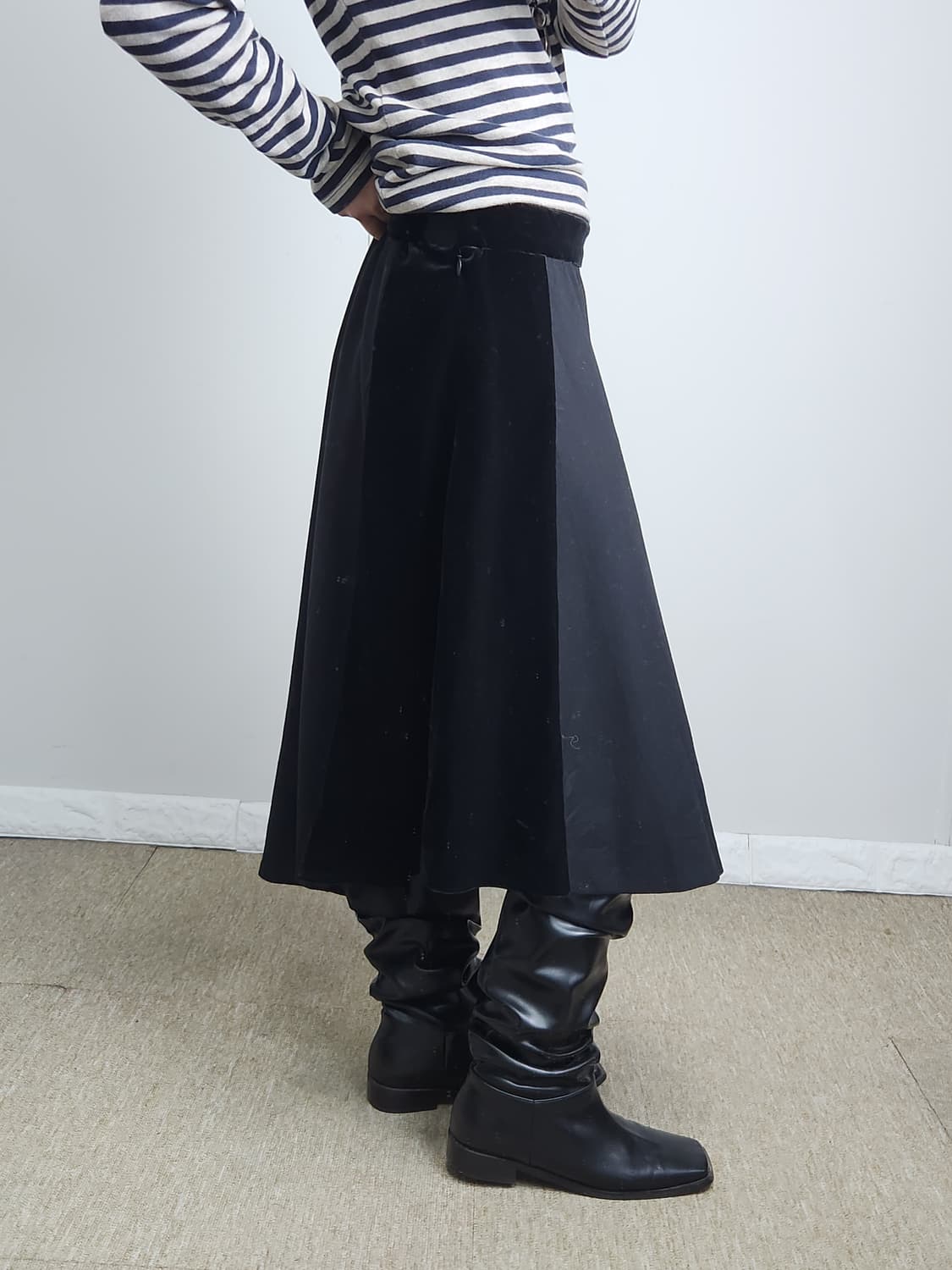 언발 벨벳 스커트 상품이미지3