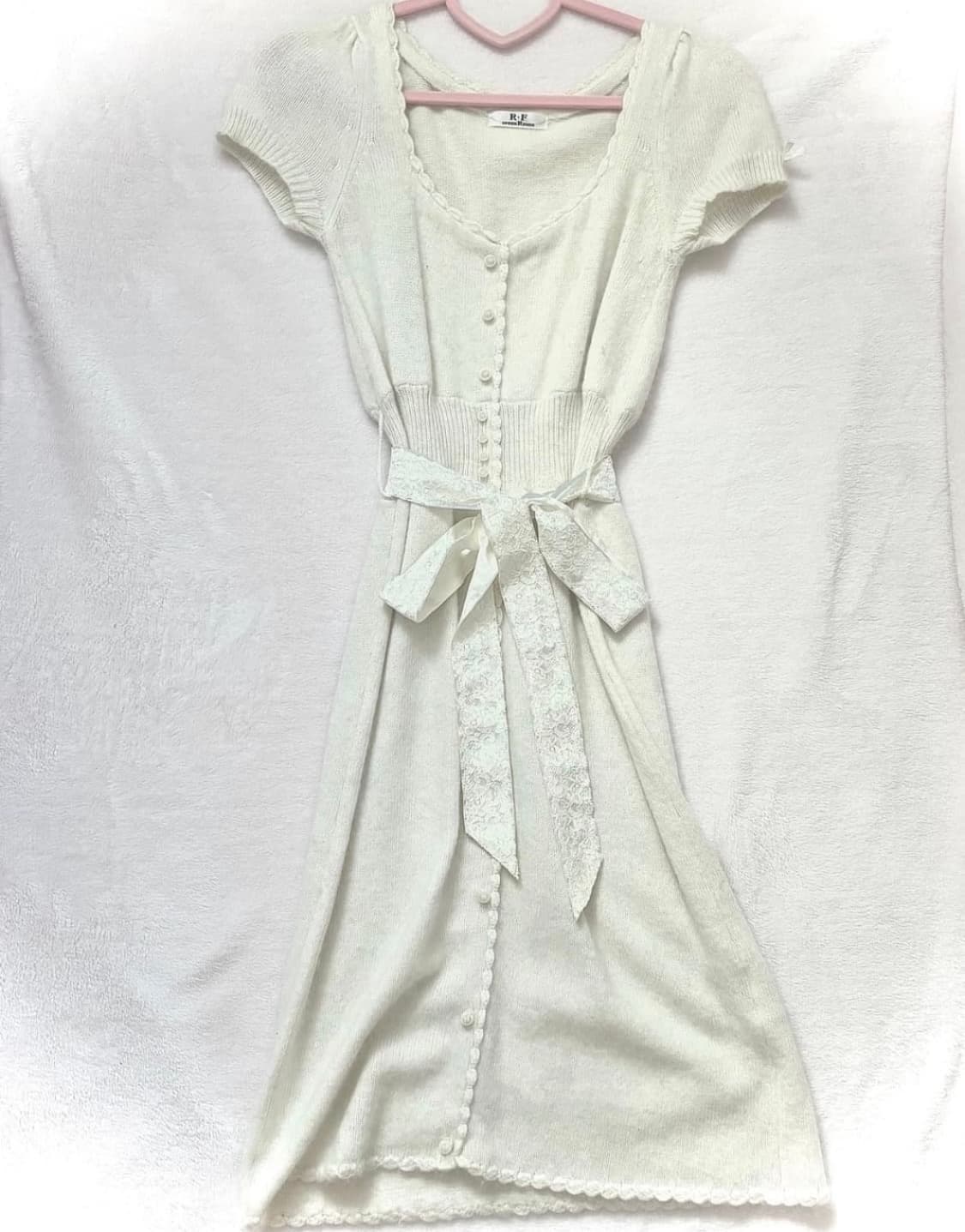 히메갸루 라떼갸루 아이보리 화이트 진주 프릴 원피스  상품이미지1