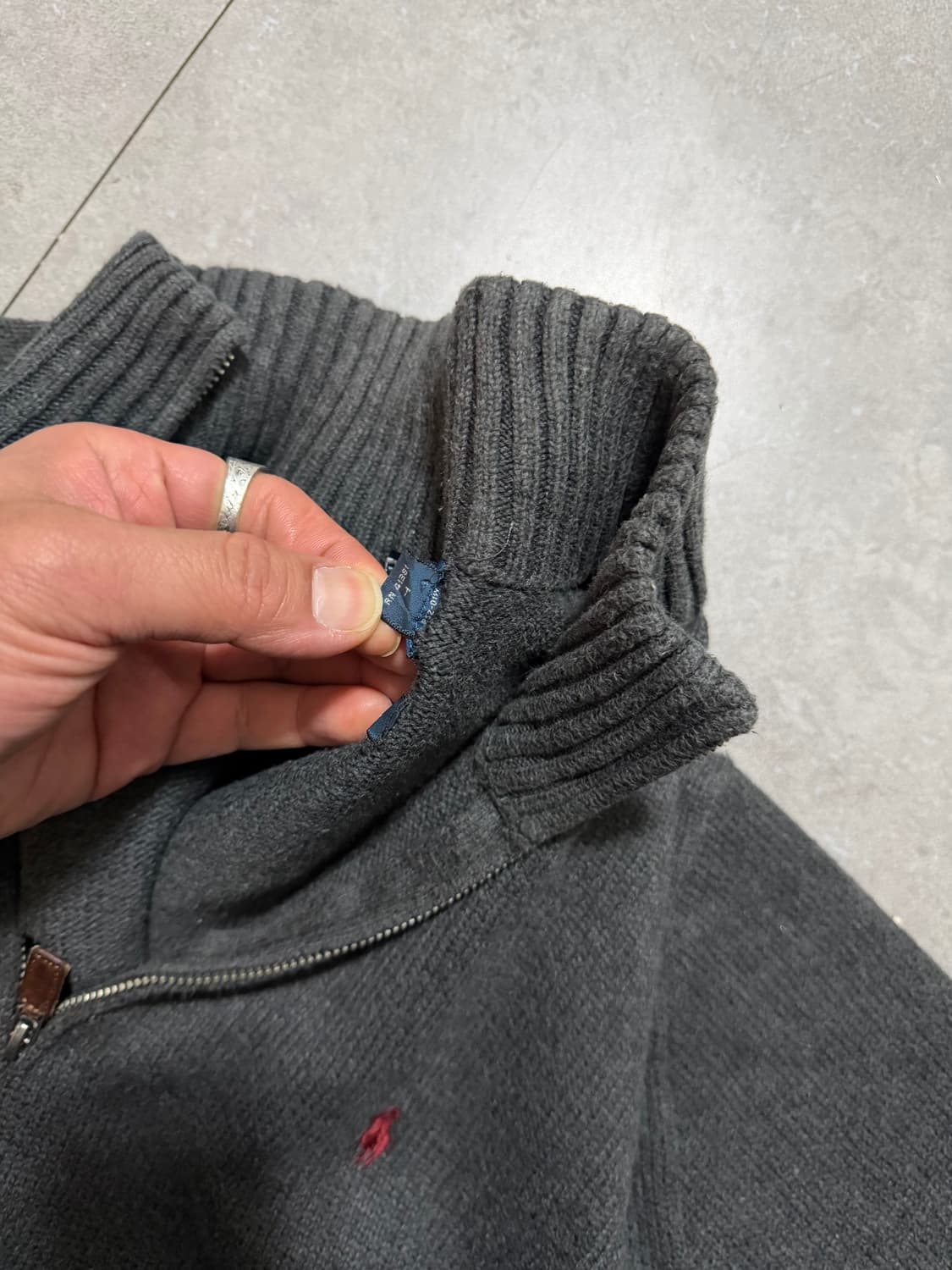 00s  랄프로렌 폴로  차콜컬러   빈티지  코튼 니트  하프집업  1 상품이미지5
