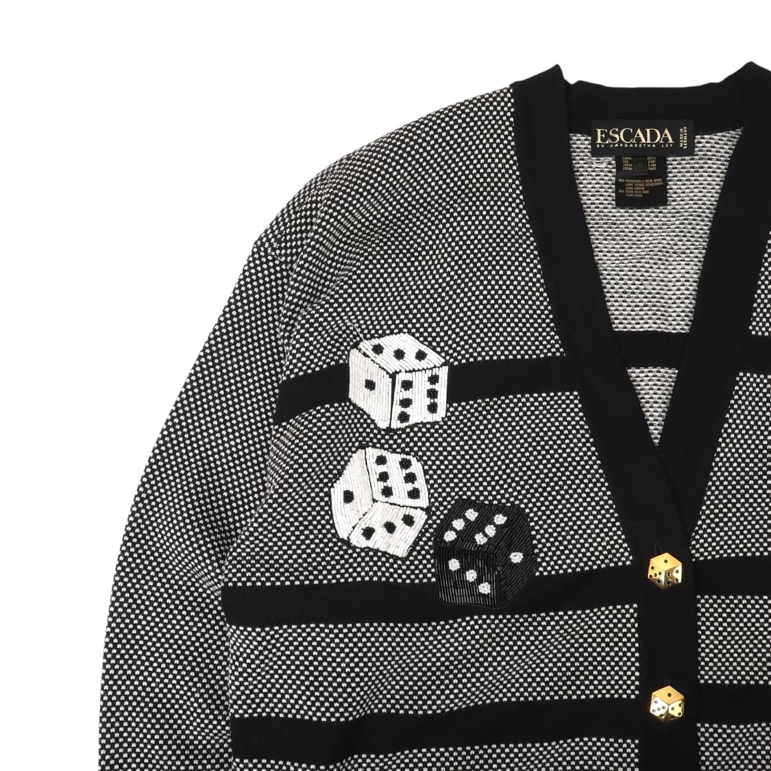 Escada 에스카다 골드 실크 울 다이스 비즐 가디건 상품이미지2