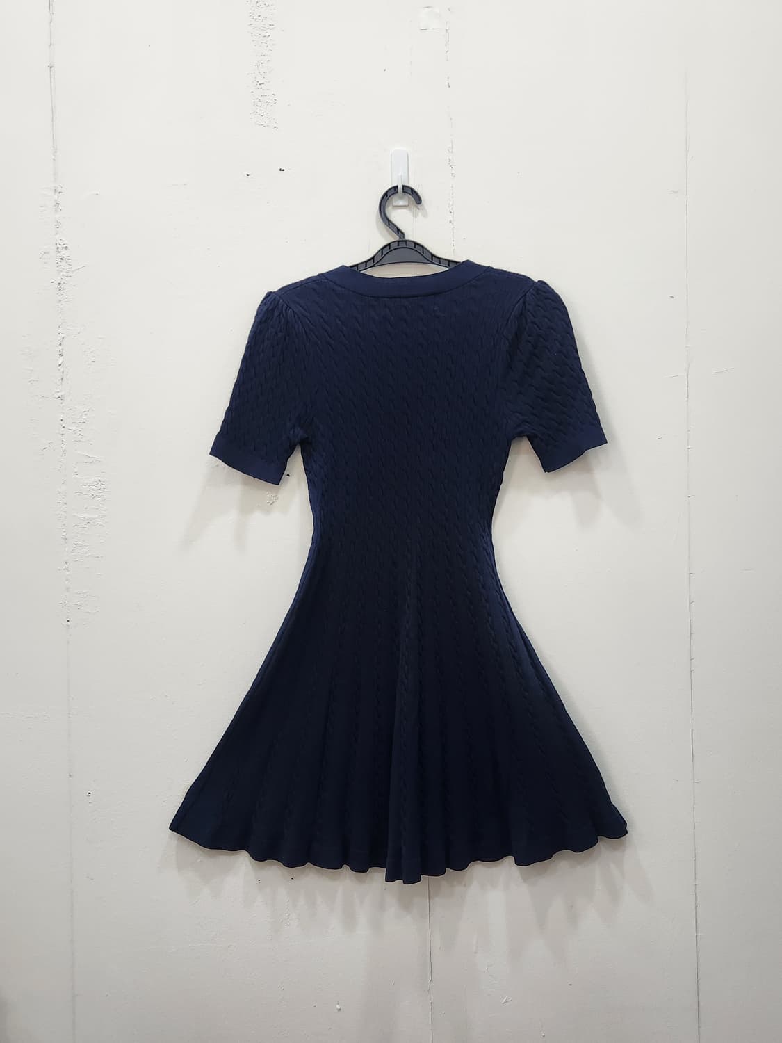 [F] 나인 NAIN 플레어 니트 반팔 원피스 네이비 상품이미지2
