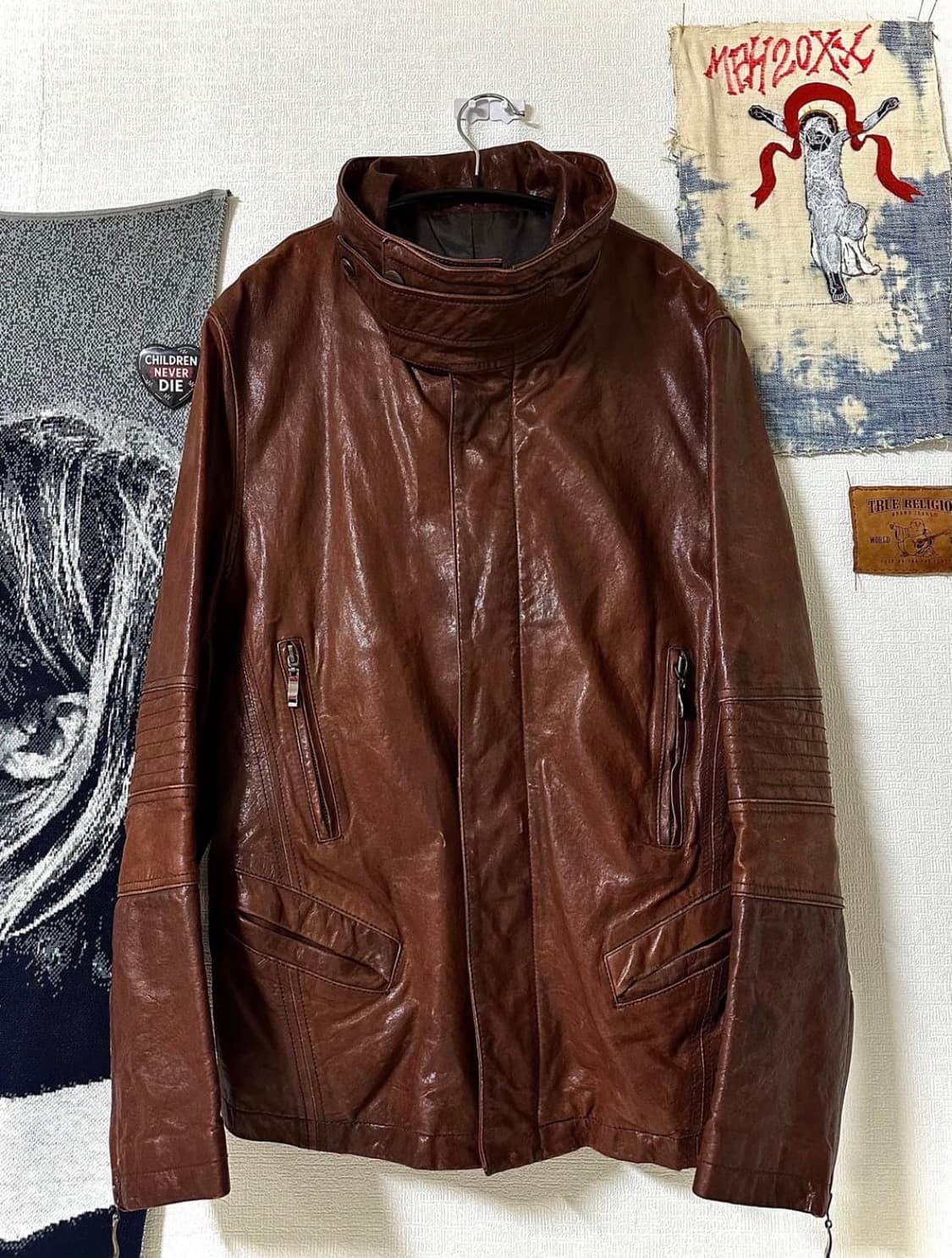 하이넥 쉽스킨 레더자켓 상품이미지2