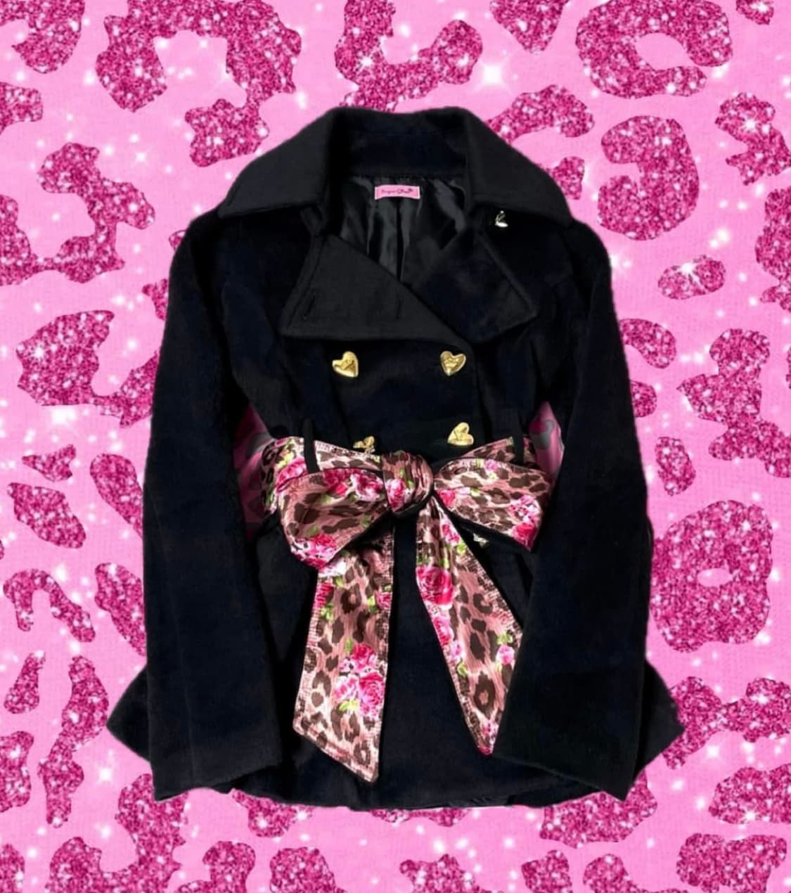 Ma*rs 마즈 슈가글로스 블랙 핑크 호피 장미 코트 상품이미지2