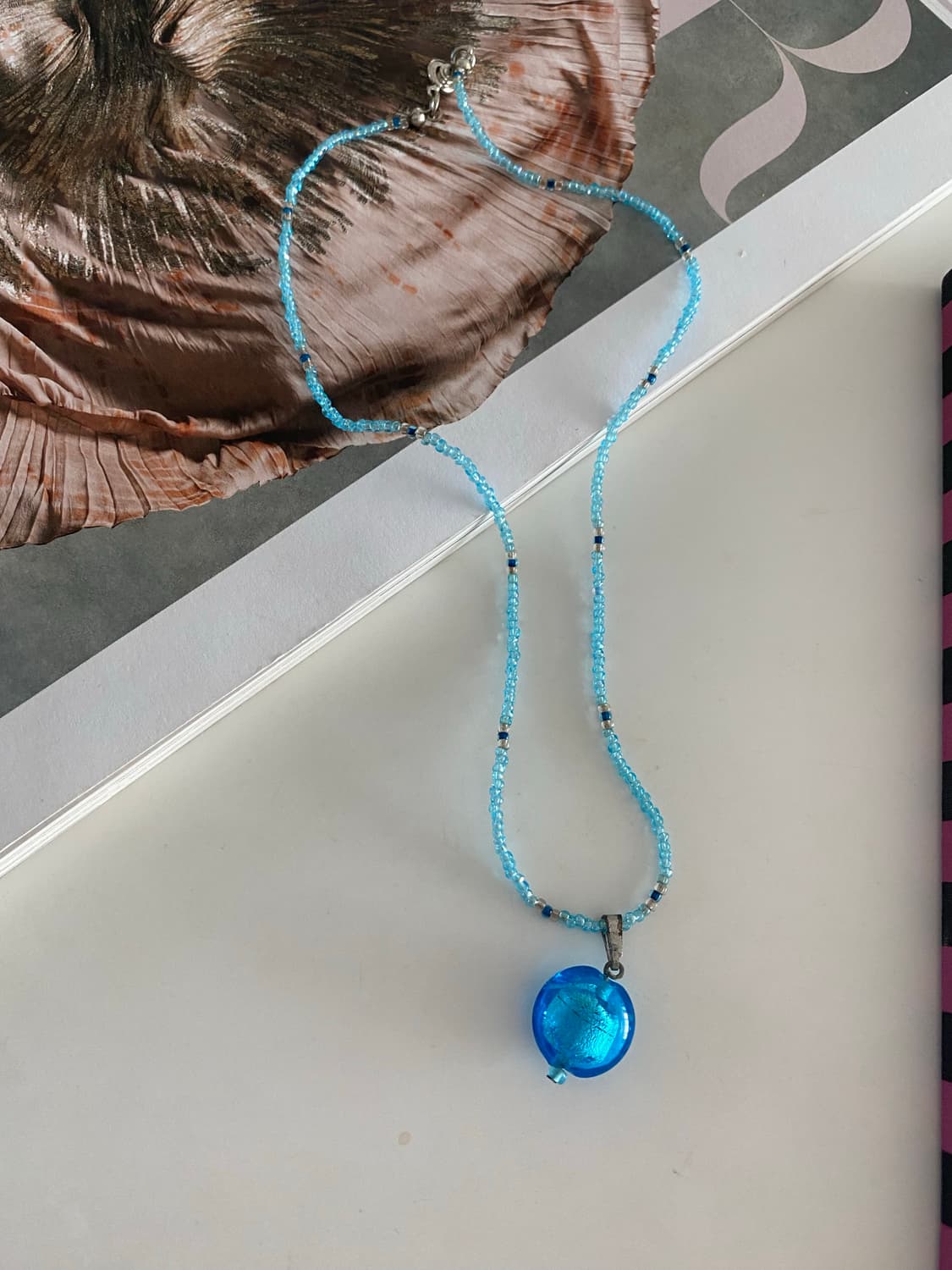 블루 비즈 목걸이 미국 빈티지 상품이미지1