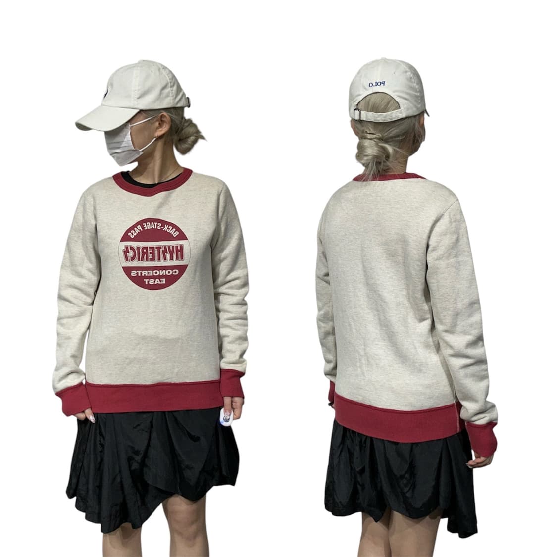 히스테릭 글래머 베이지 레드 써클 로고 프린팅 맨투맨 스웻 셔츠 상품이미지1