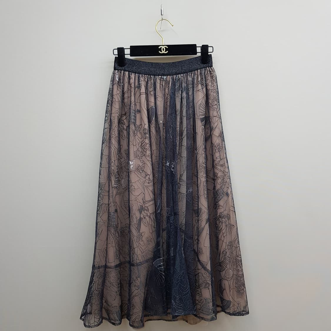 오즈세컨 O2nd 2021 레이스 레이어드 플레어 스커트 61-90사이즈 상품이미지2