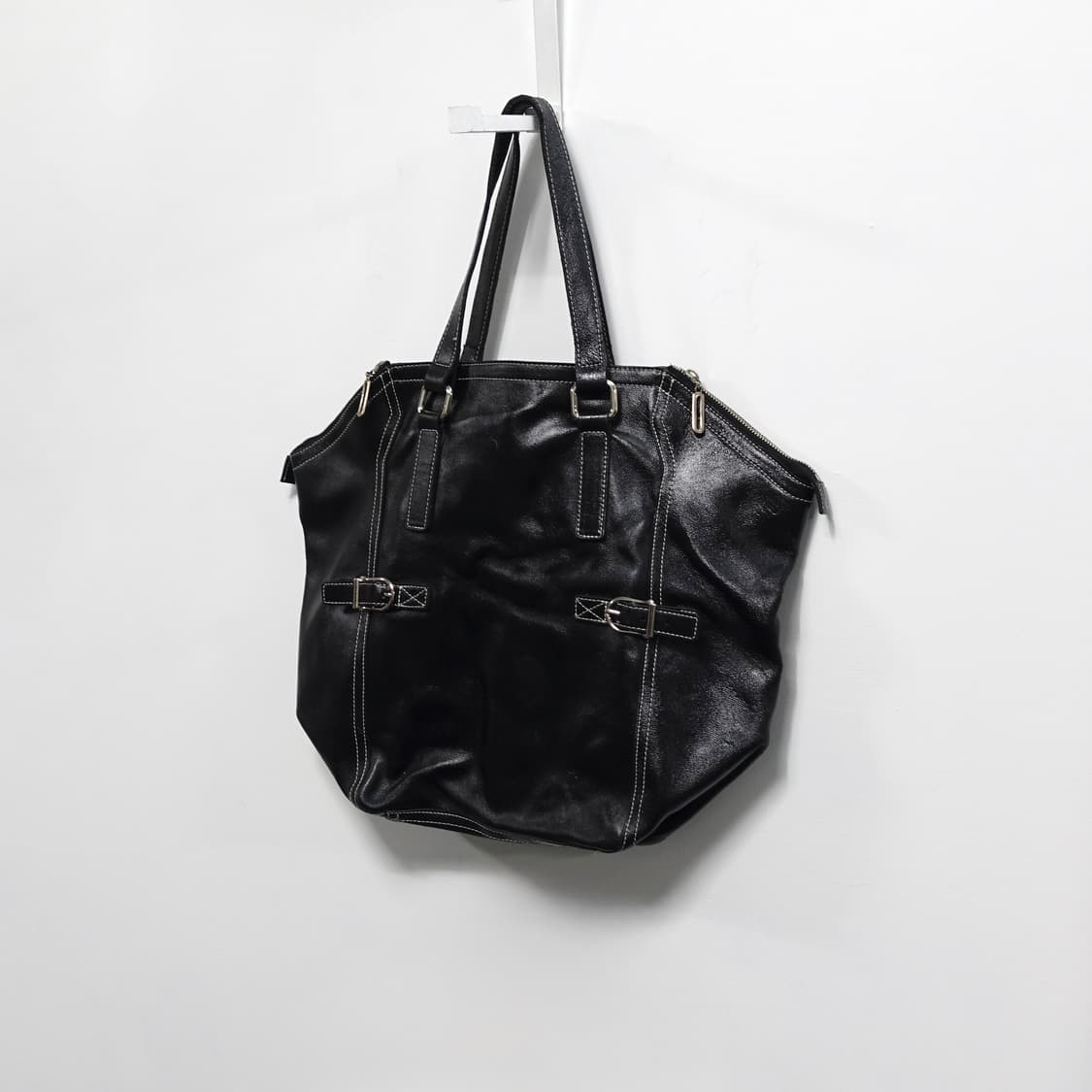 빈티지 코티드 카우레더 빅토트백 코팅 소가죽 토트백 상품이미지3