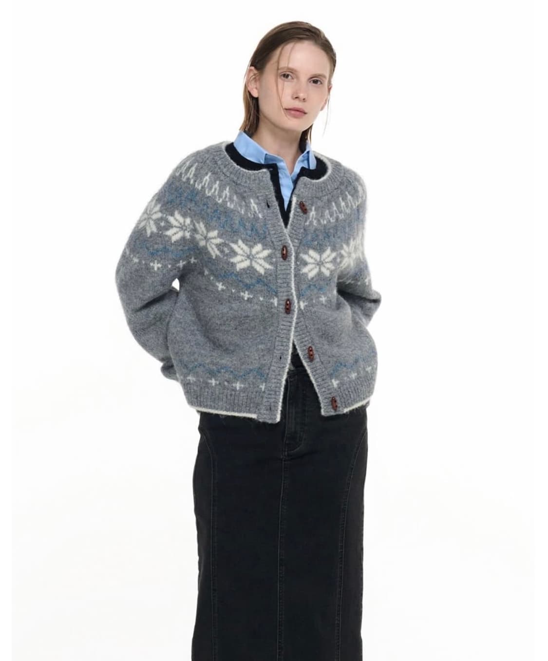 제너럴아이디어 울 노르딕 더플 가디건 S 상품이미지1