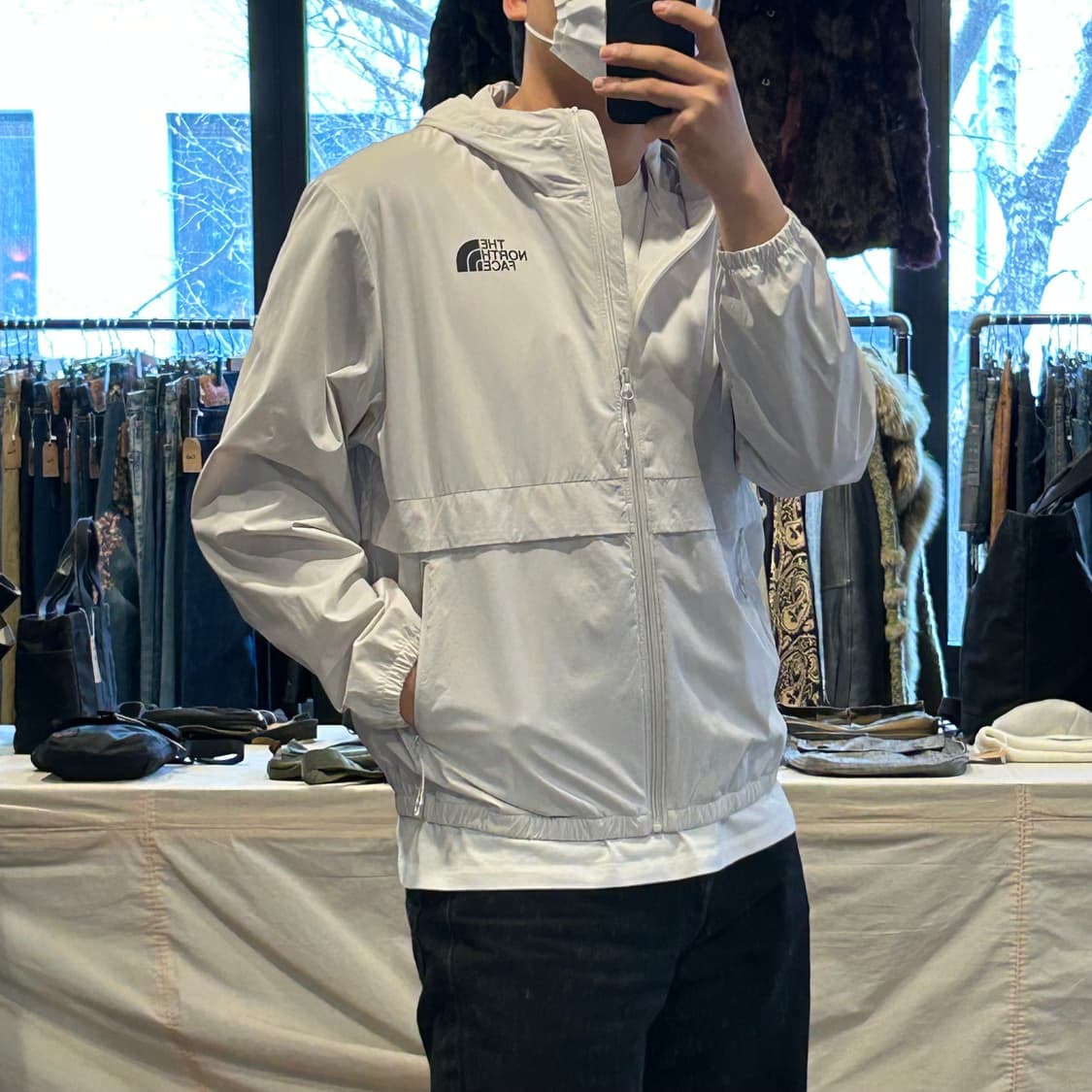 M) 노스페이스 기능성 화이트 바람막이 후드 자켓 상품이미지10