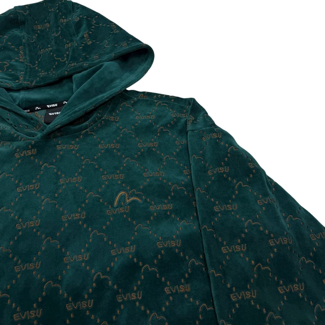 에비수 벨벳 모노그램 자수 후드티 그린 L 상품이미지2