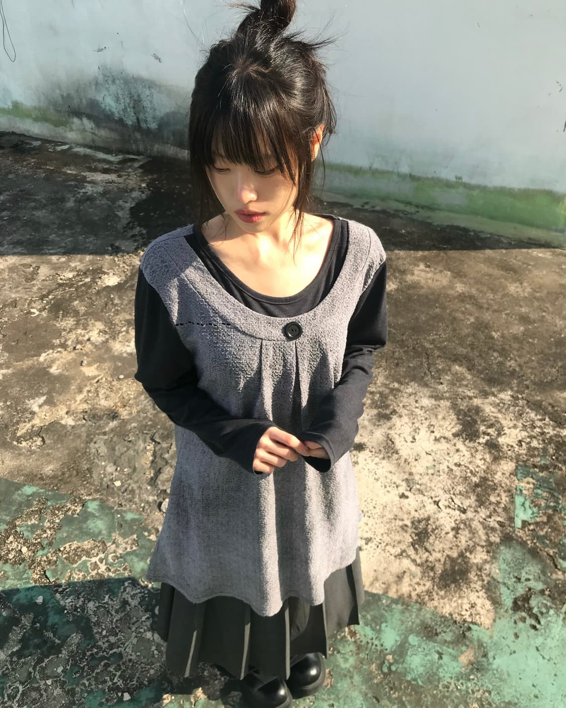 그레이 버튼 원피스 상품이미지5